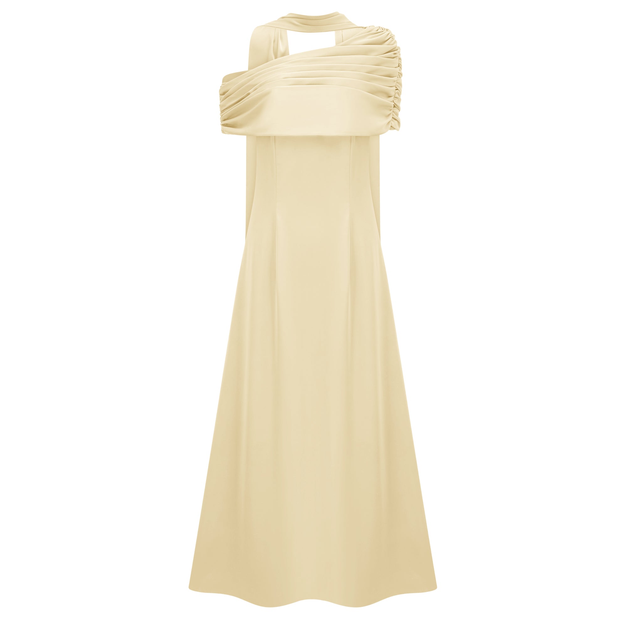 Benedetta Gelbes One-Shoulder-Maxikleid aus Satin