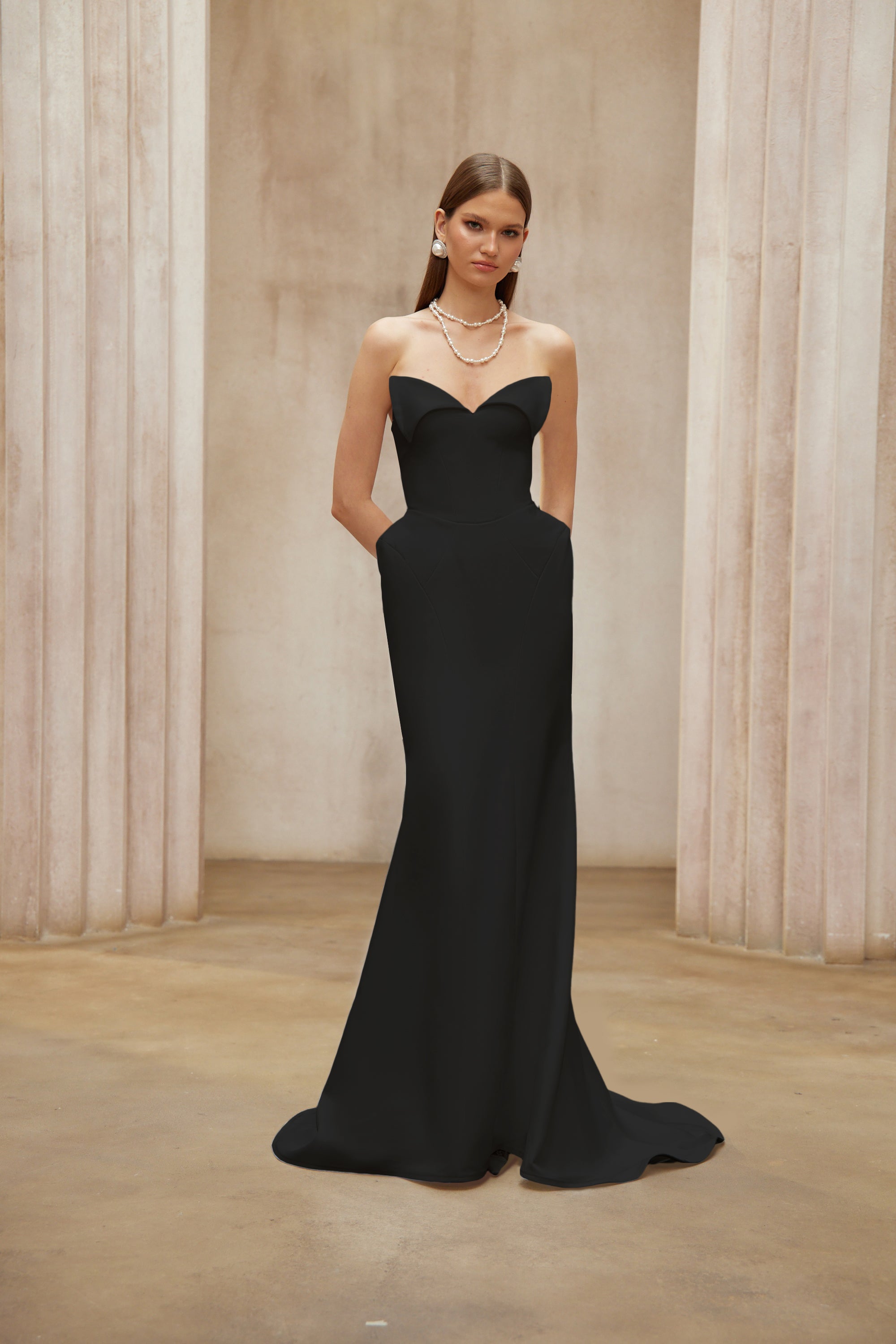 Alba Black Barrel Waist Corset Maxi Dress