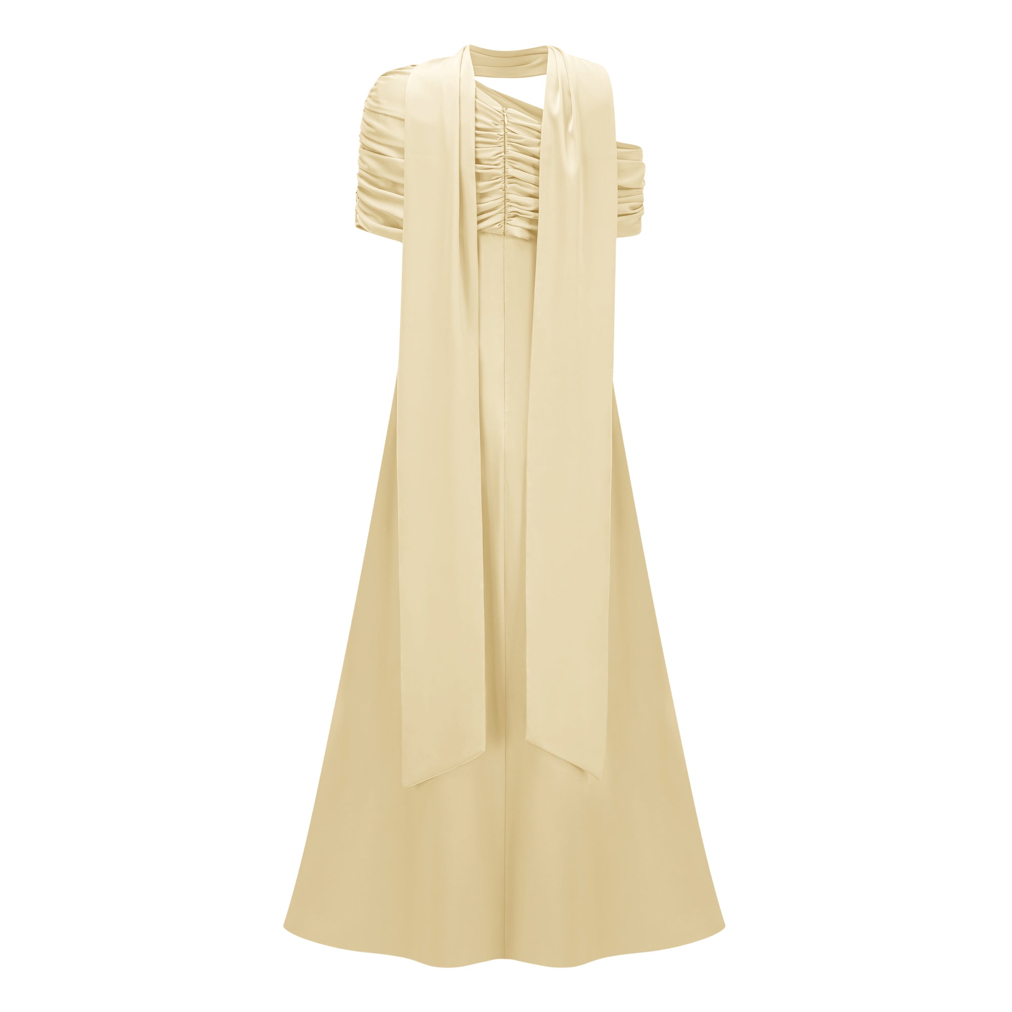 Benedetta Yellow One Shoulder Satin Maxi Dress