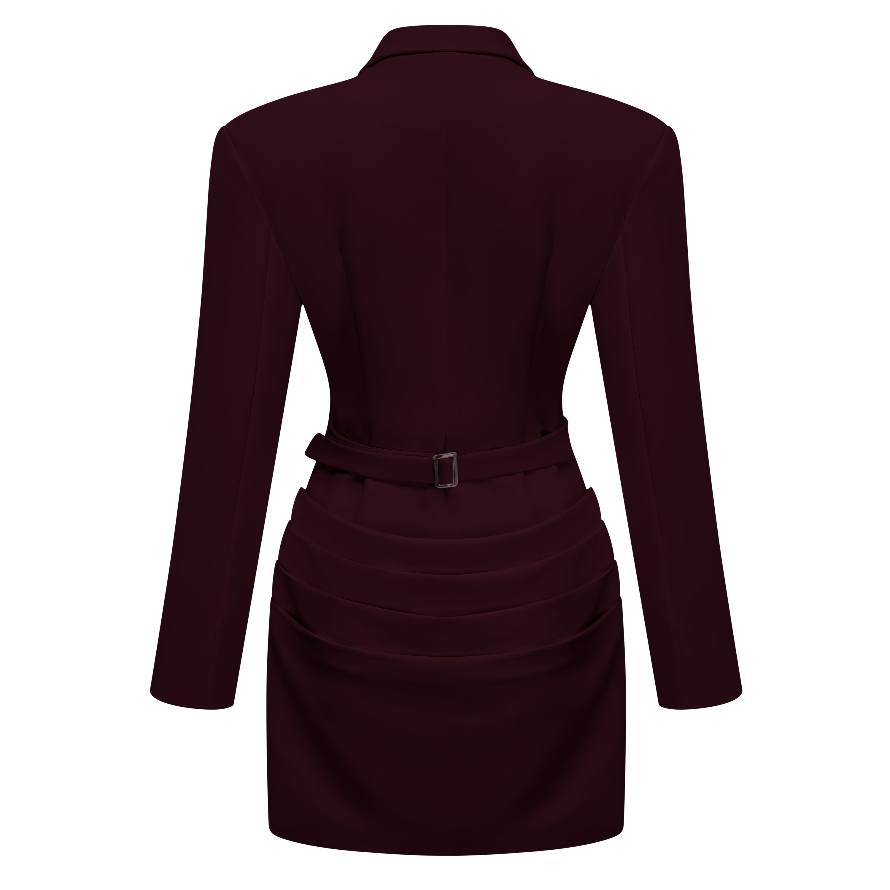 Rosette Burgundy Ruched Blazer Mini Dress