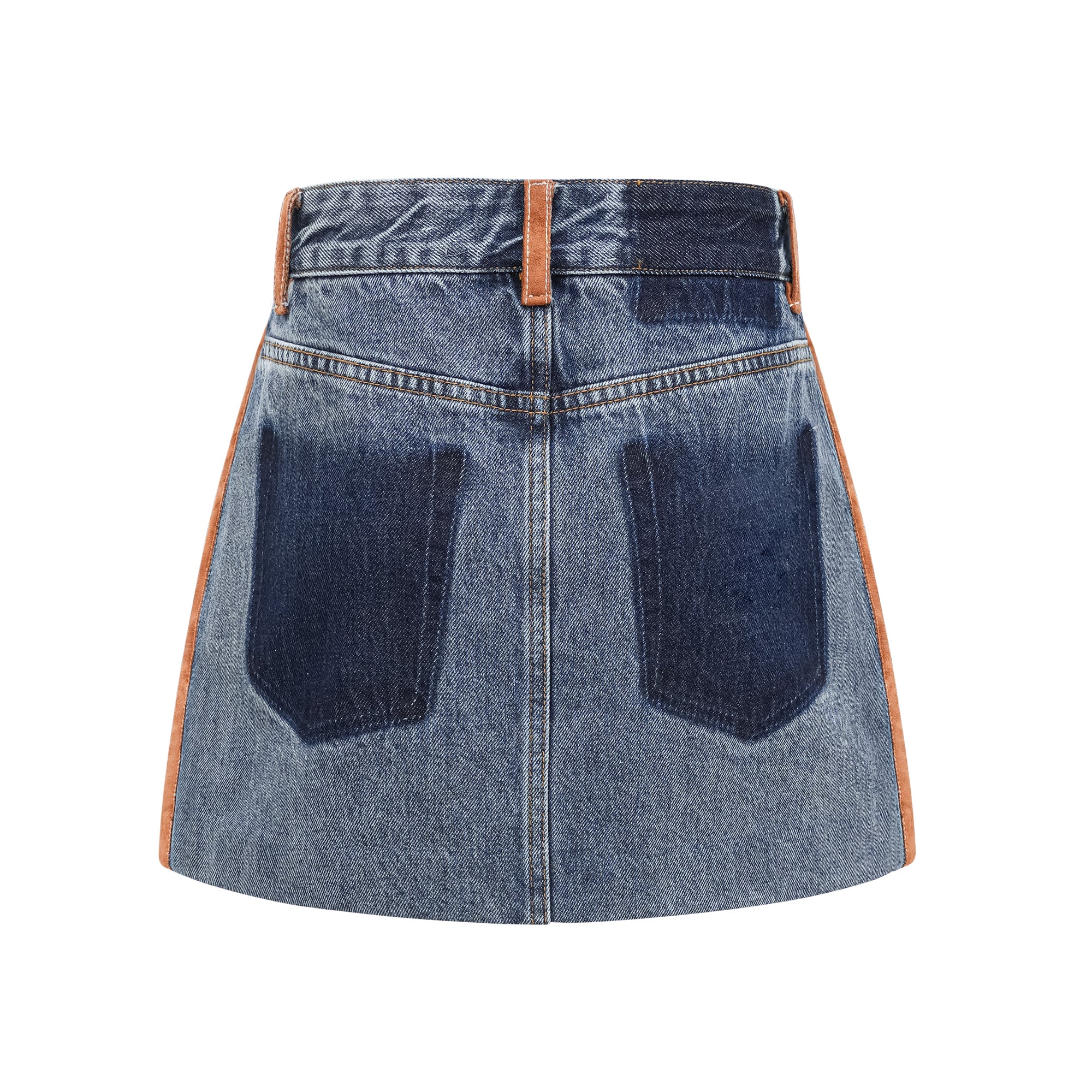 Blanche color-block denim skirt