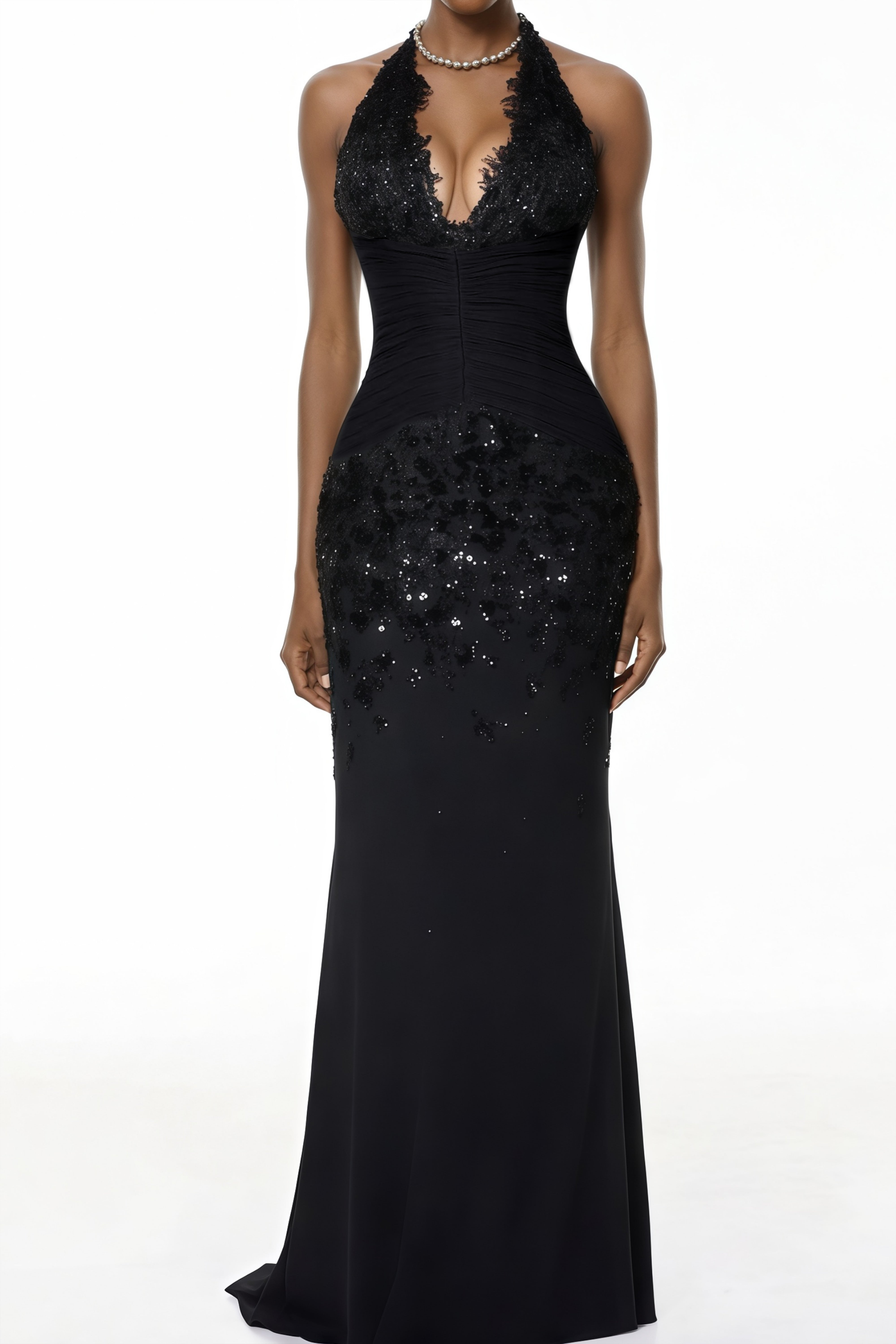 Siphokazi Black Halterneck Embellished Corset Maxi Gown