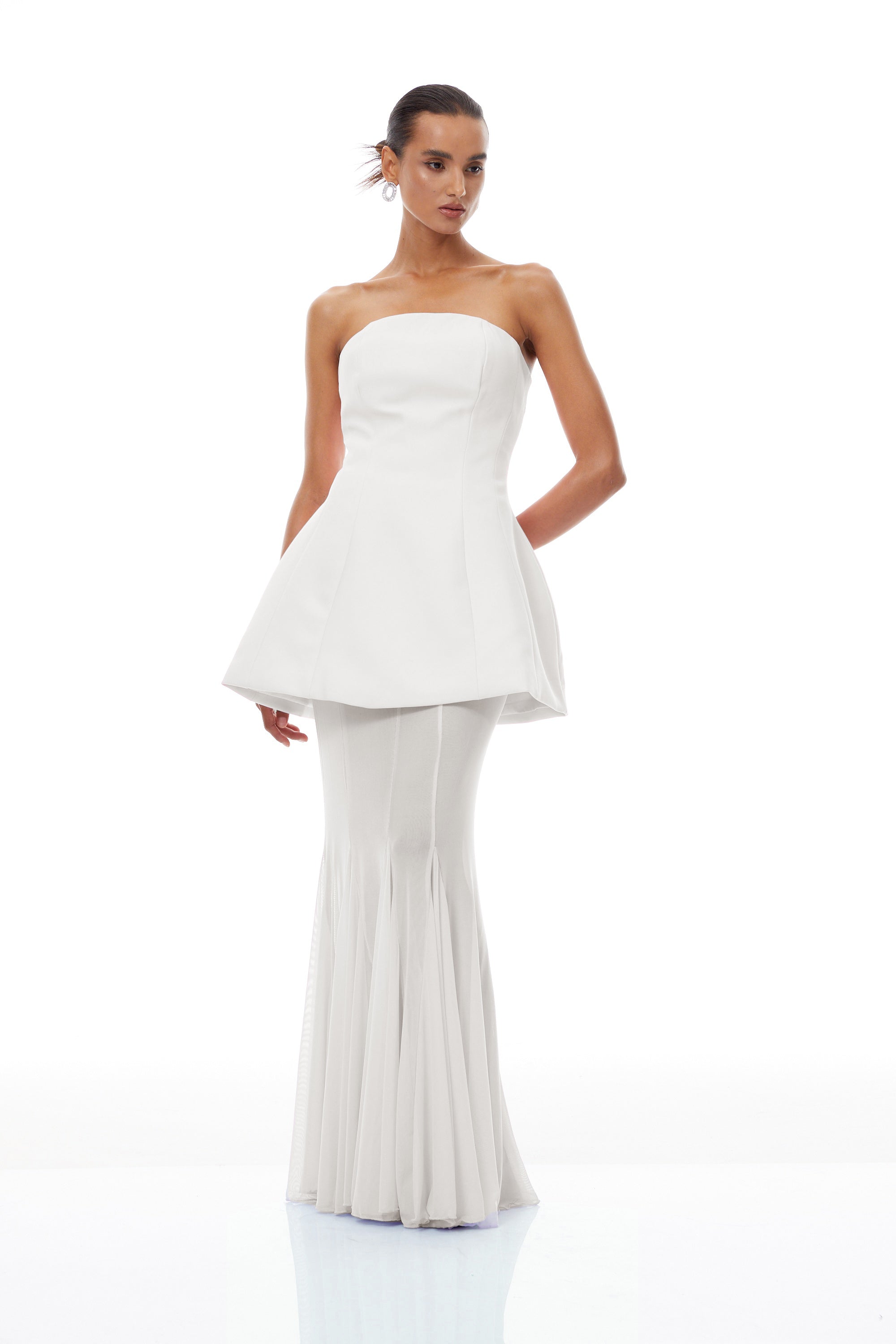 Mélanie White Corset Dress & Mesh Skirt Set