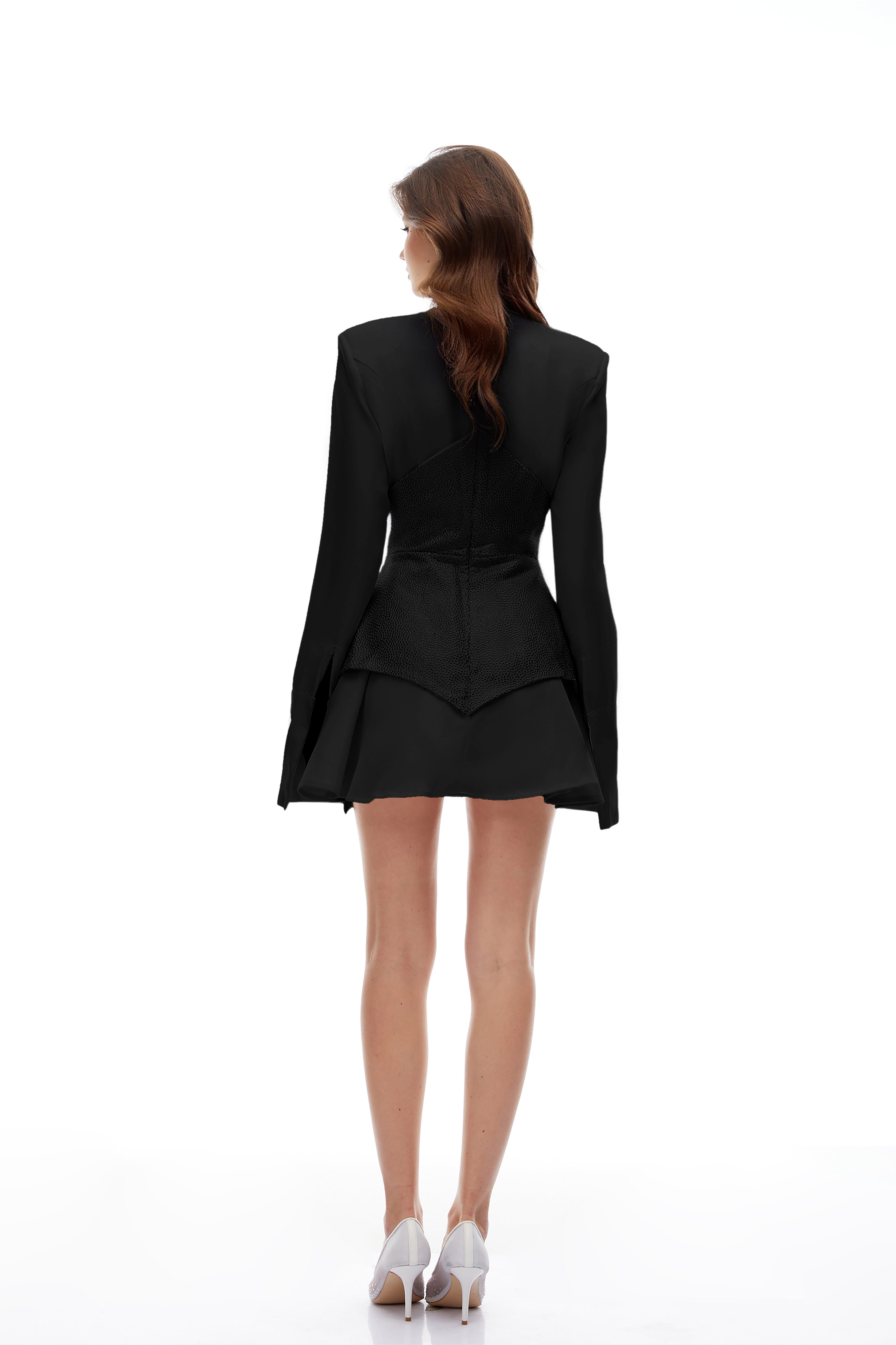 Veronica Black Rhinestone Embellished Mini Dress