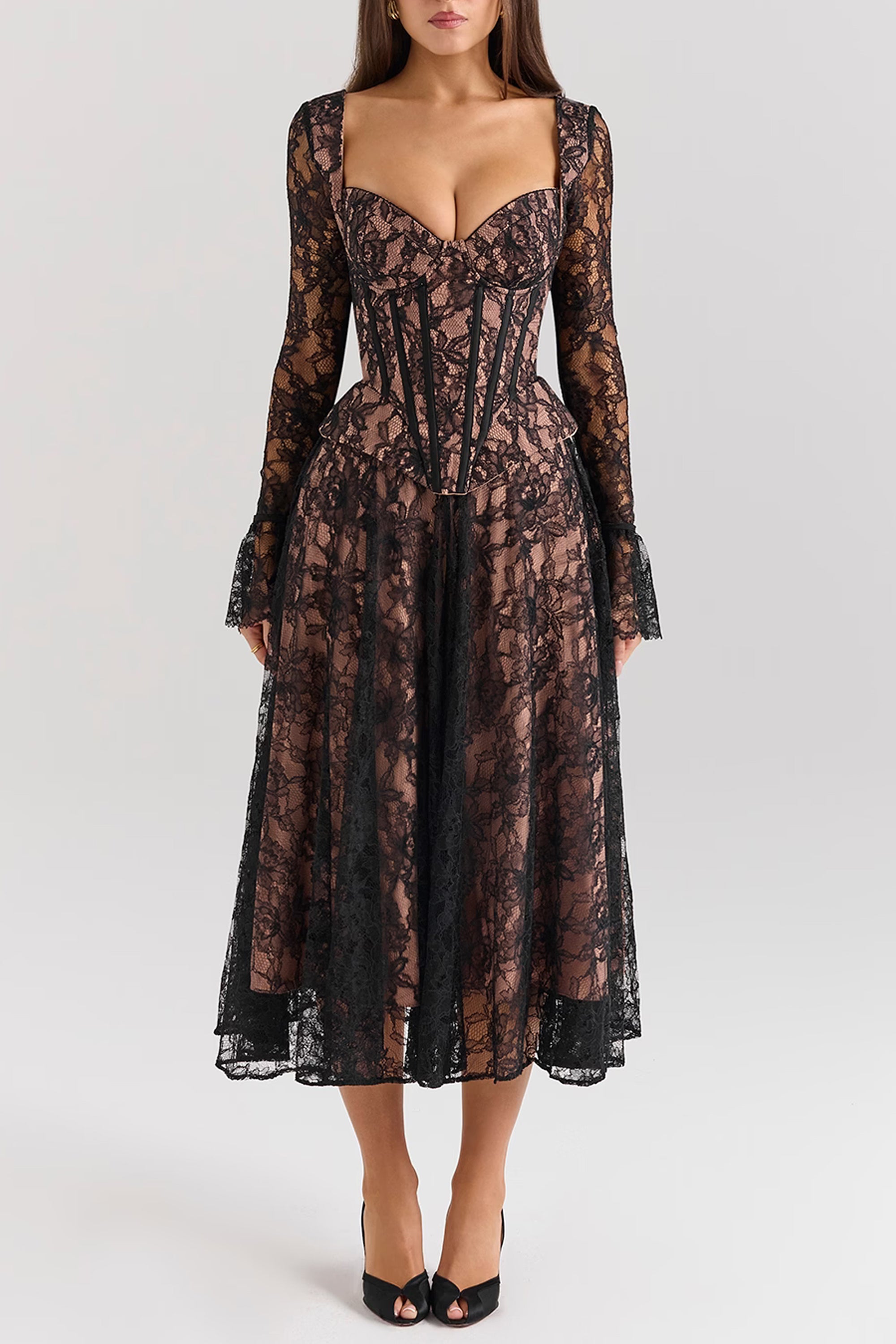 Jennifer blace lace flared midi dress