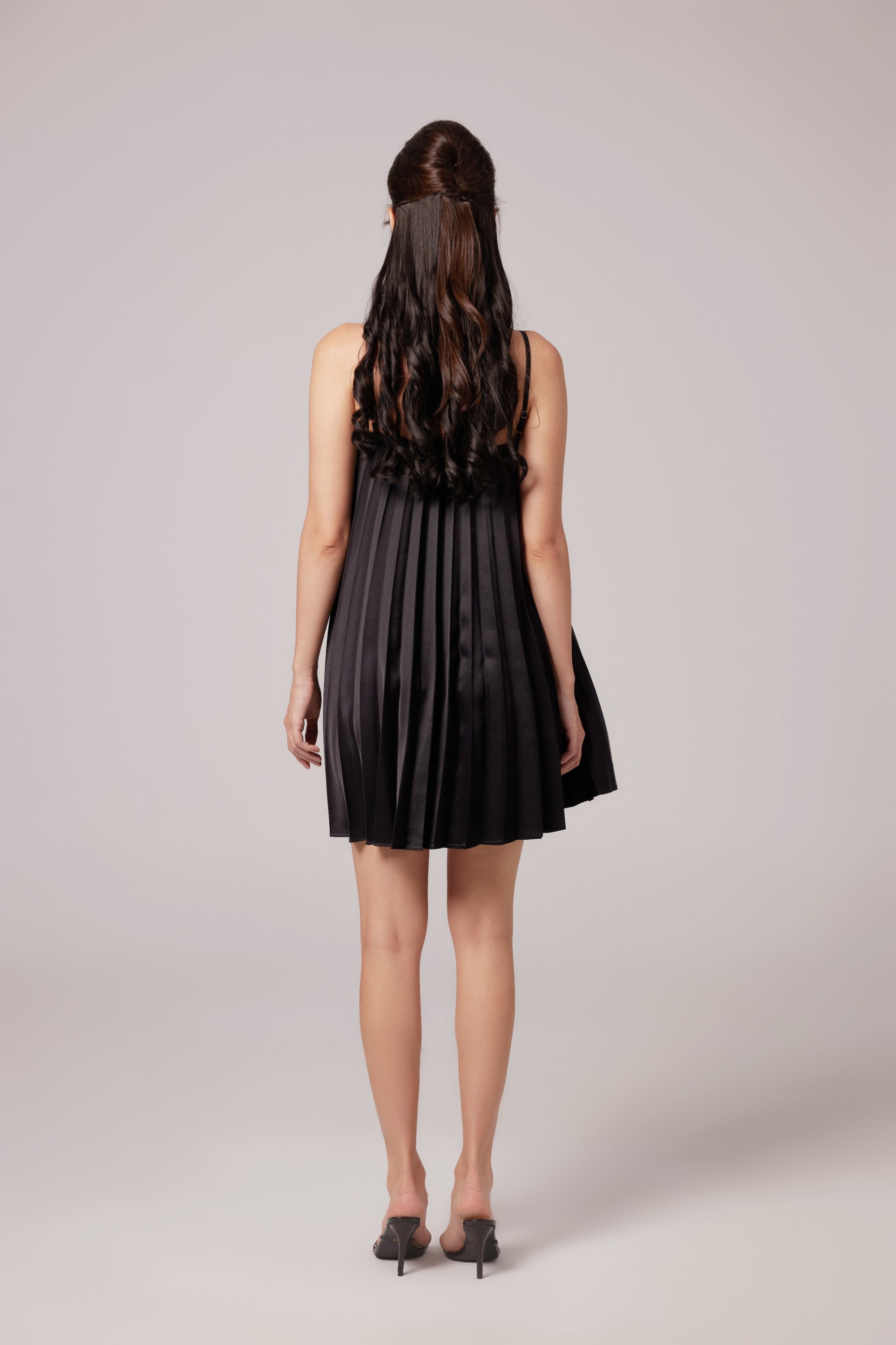 Melody black feather mini dress