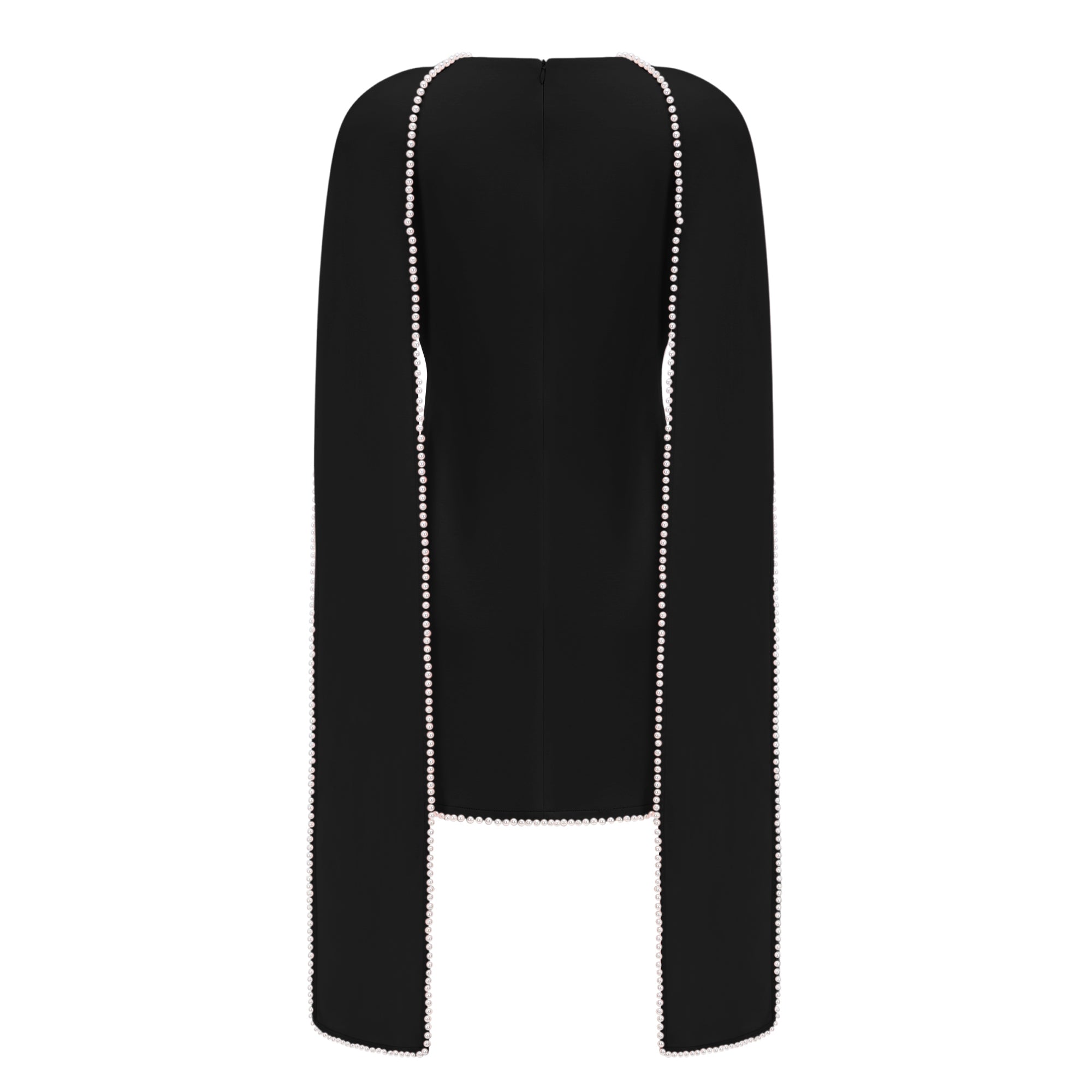 Piroska Schwarzes ärmelloses Minikleid mit Perlenbesatz