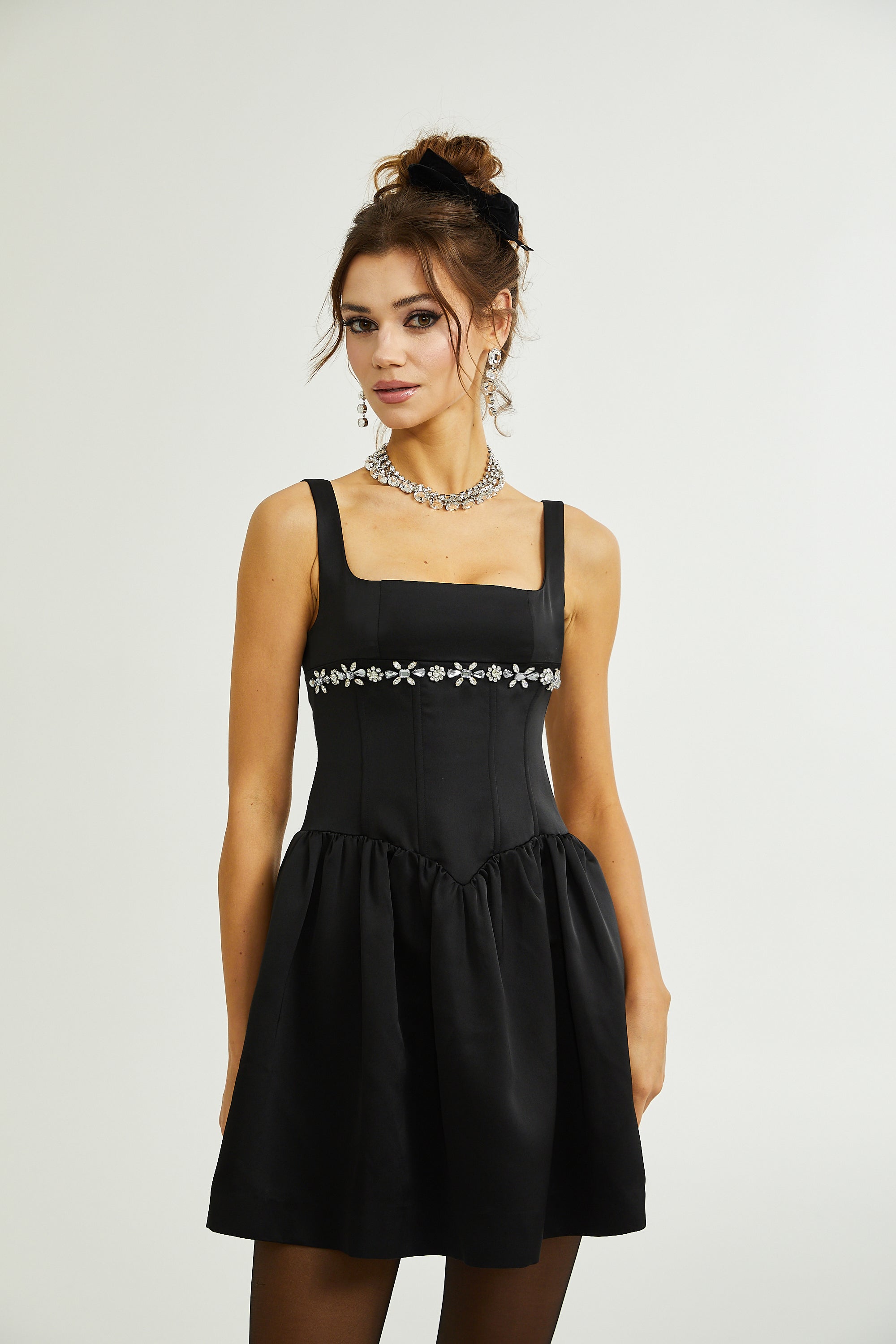 Delia embellished flared dress