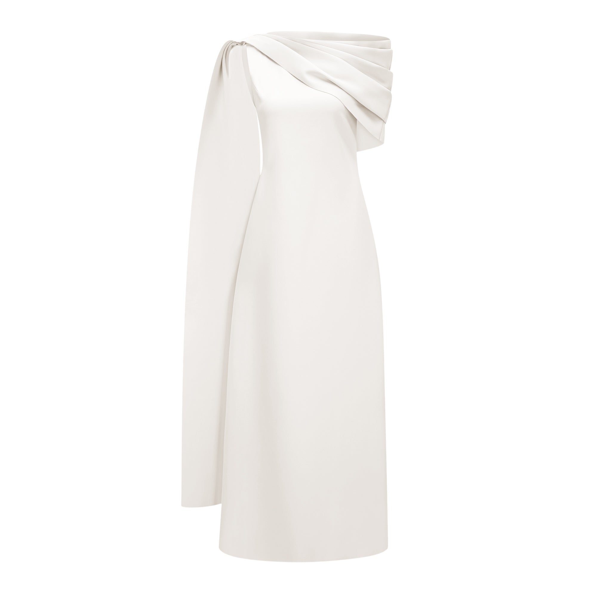 Annabelle White Cape-Design Ribbon Maxi Dress (Without Gloves)