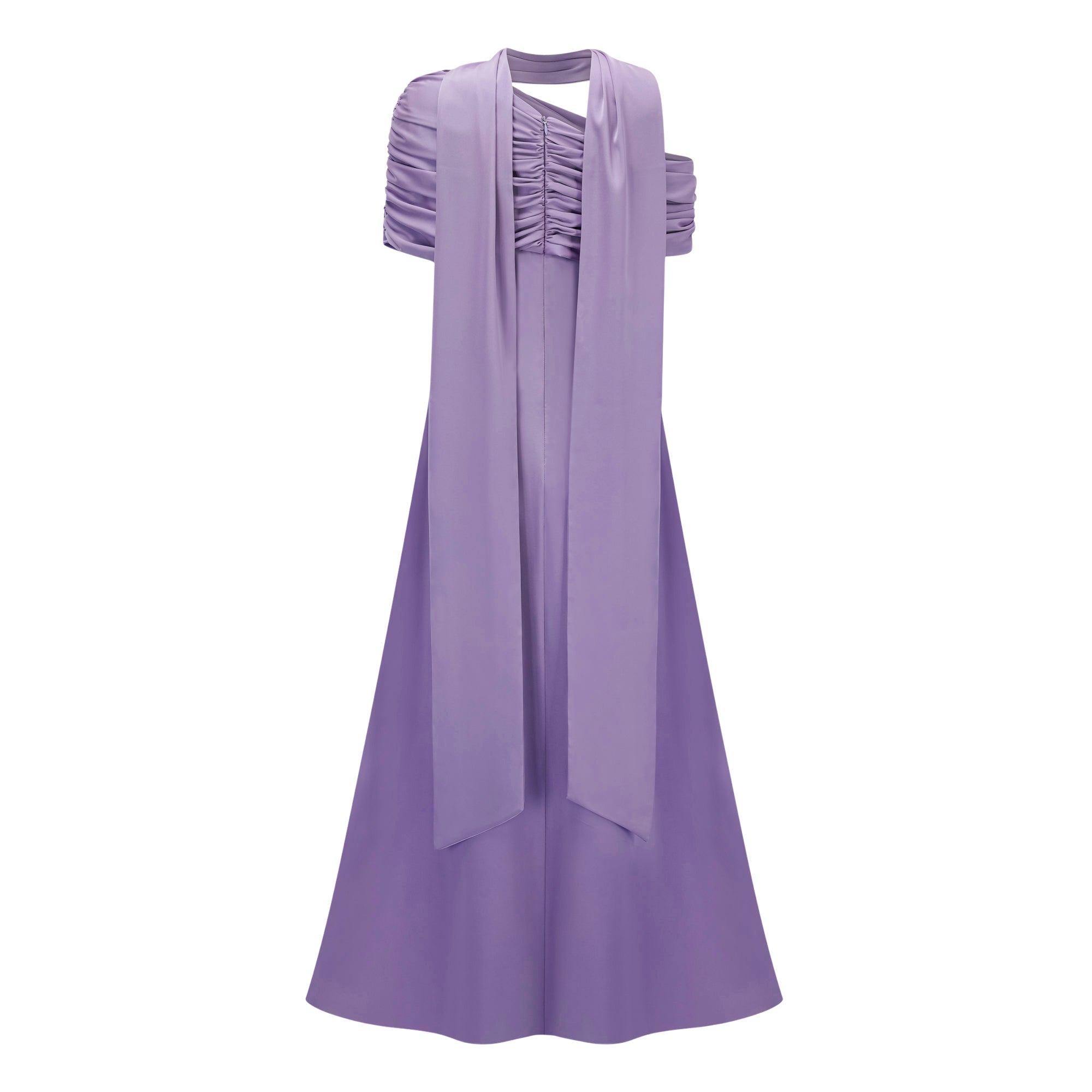 Benedetta Lilac One Shoulder Satin Maxi Dress