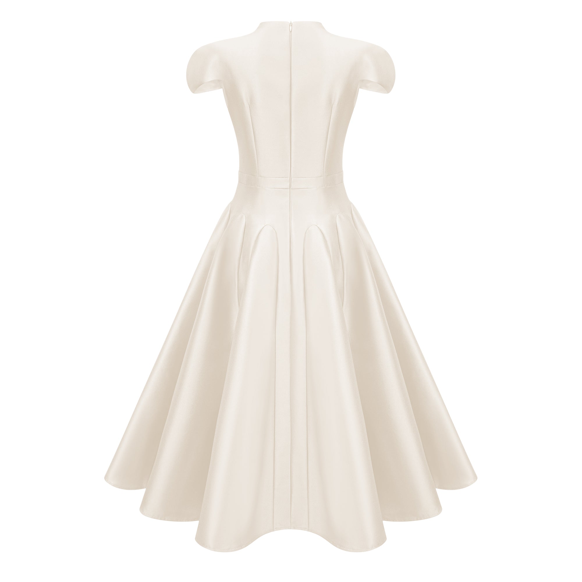 Aventin – Weißes Midikleid im Godet-Design