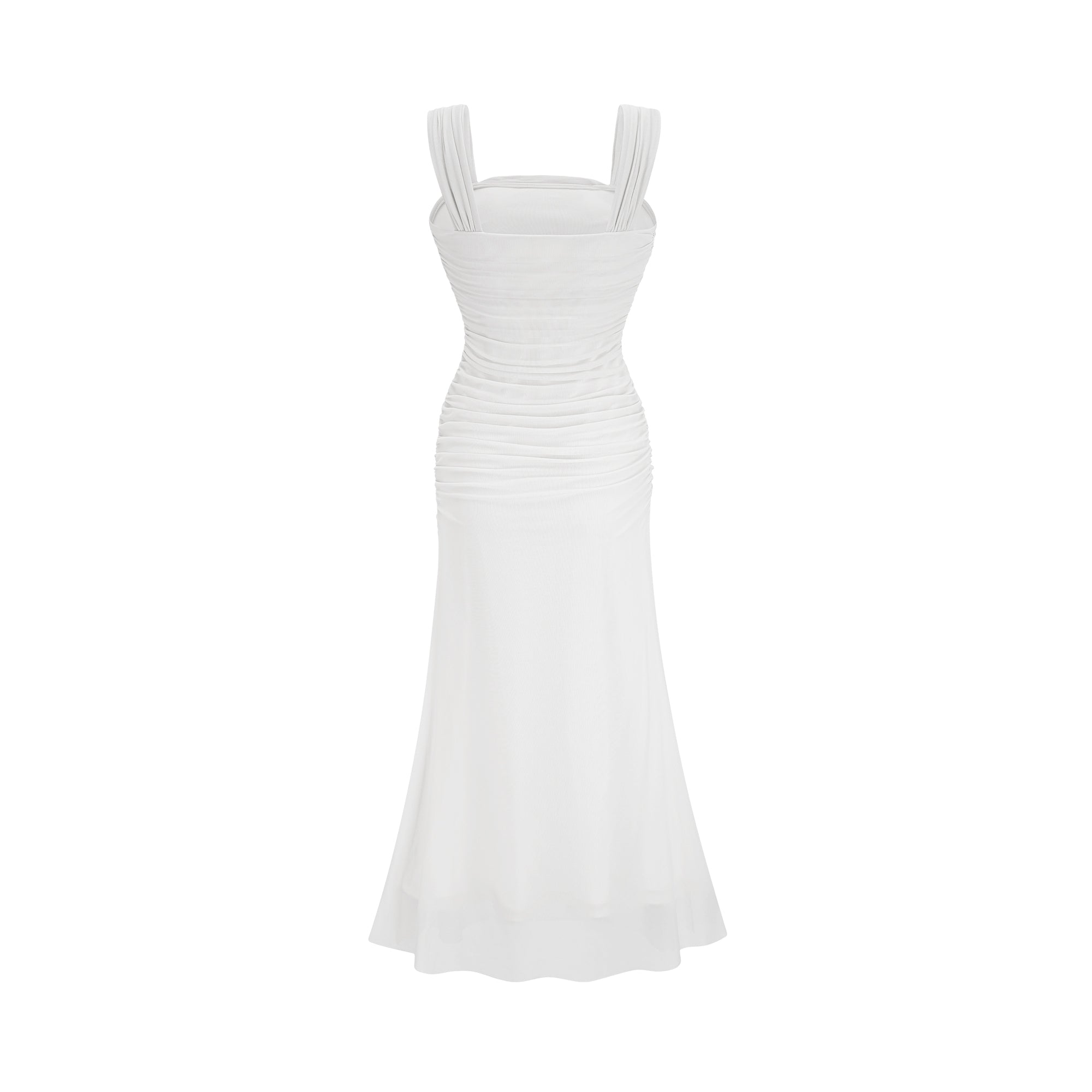 Giulia white mesh pleated midi dress