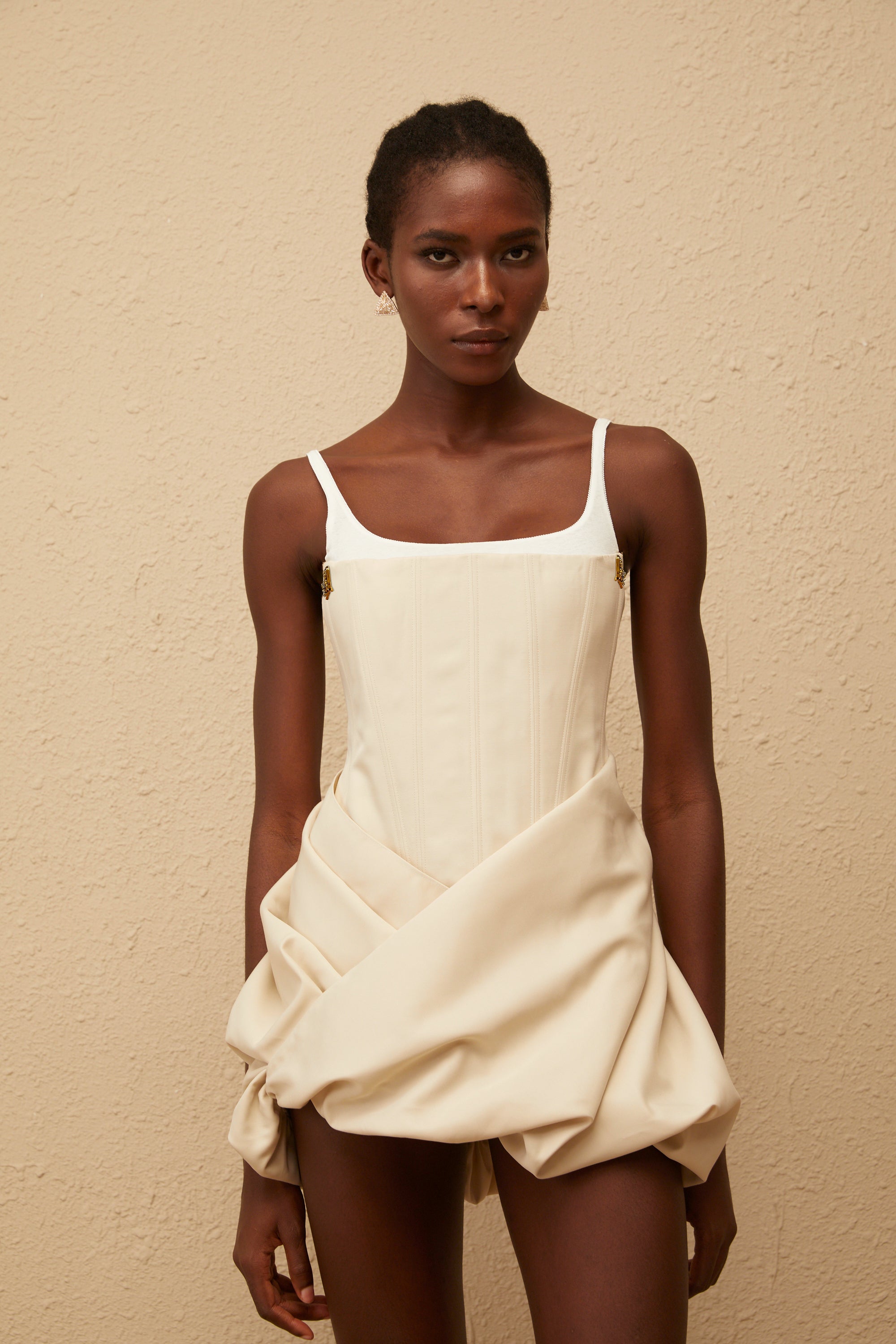 Inaya Neutral Panel Corset Mini Dress