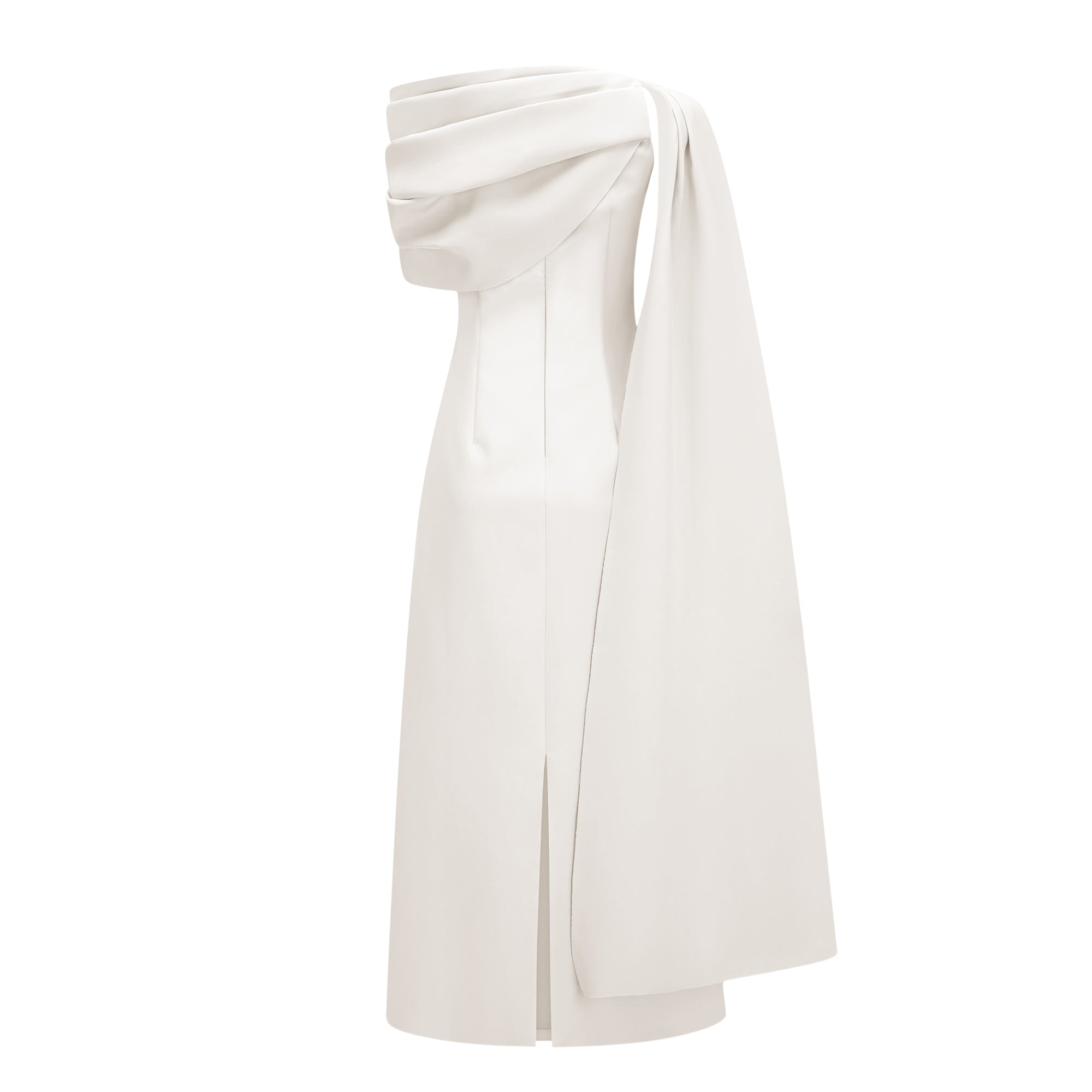 Annabelle White Cape-Design Ribbon Maxi Dress (Without Gloves)
