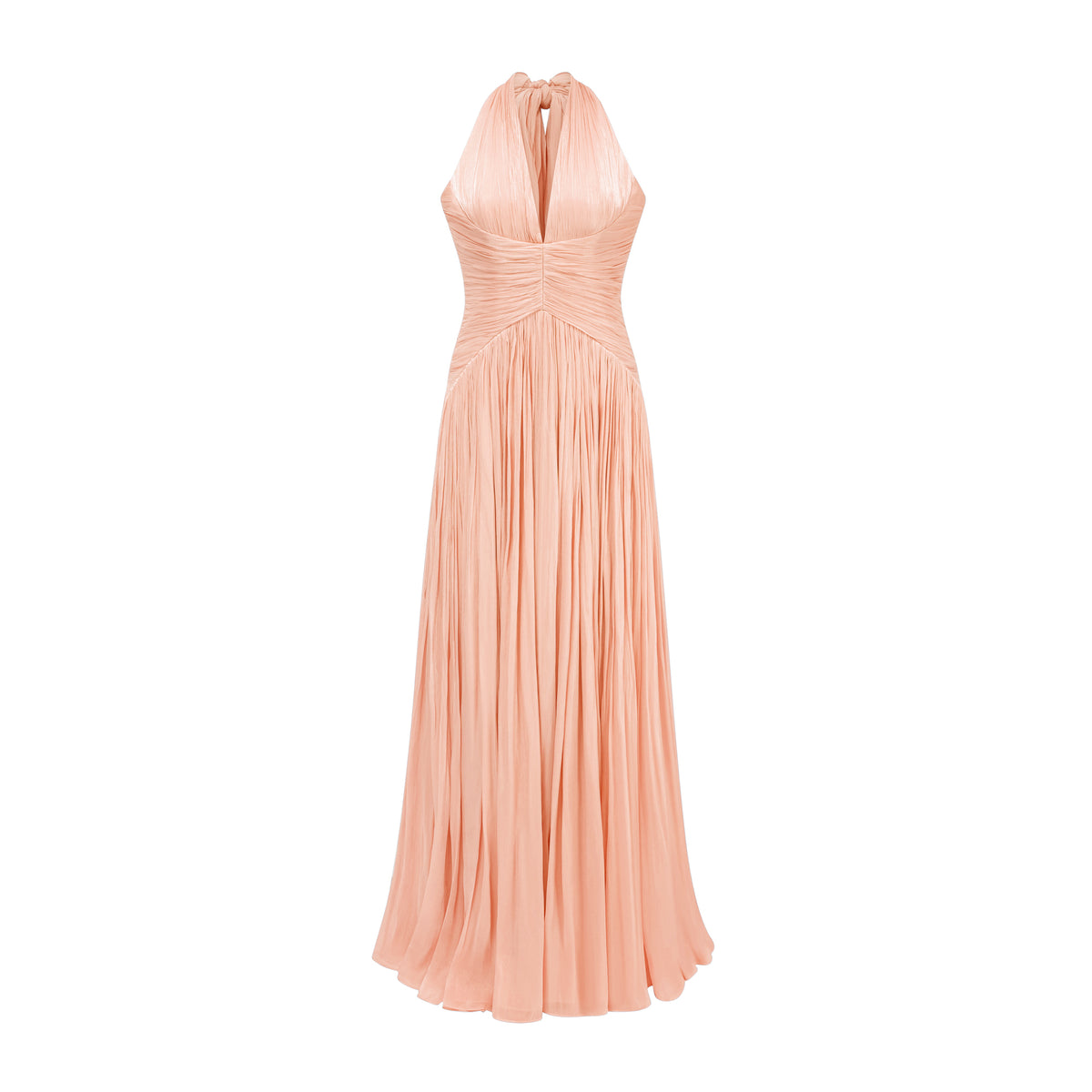 Térébenthine Neutral Glossy Gathered Maxi Dress