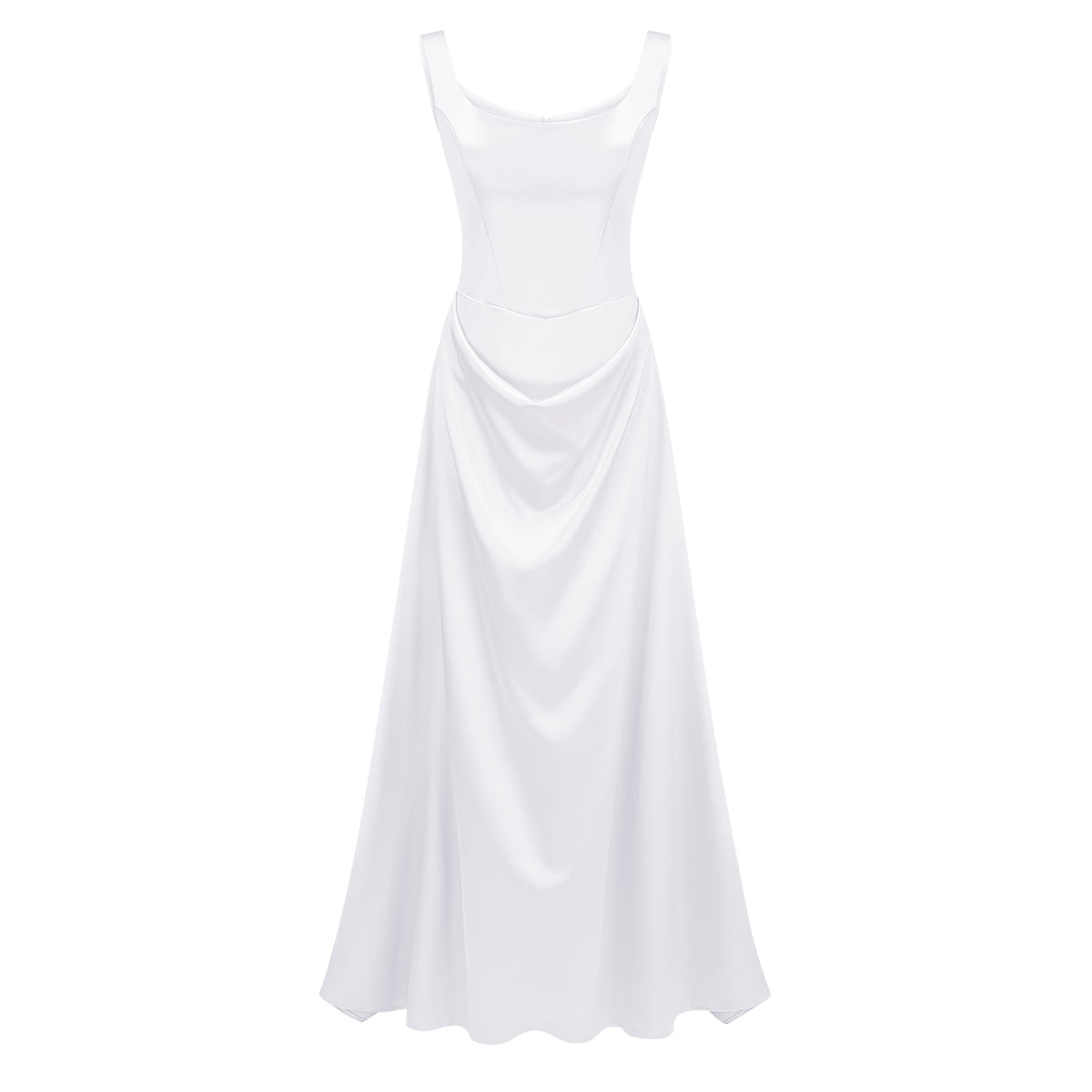 fiona lace maxi dress - white product info and reviews Fiona White Satin Square Neck Maxi Dress (Final Sale-US Only)