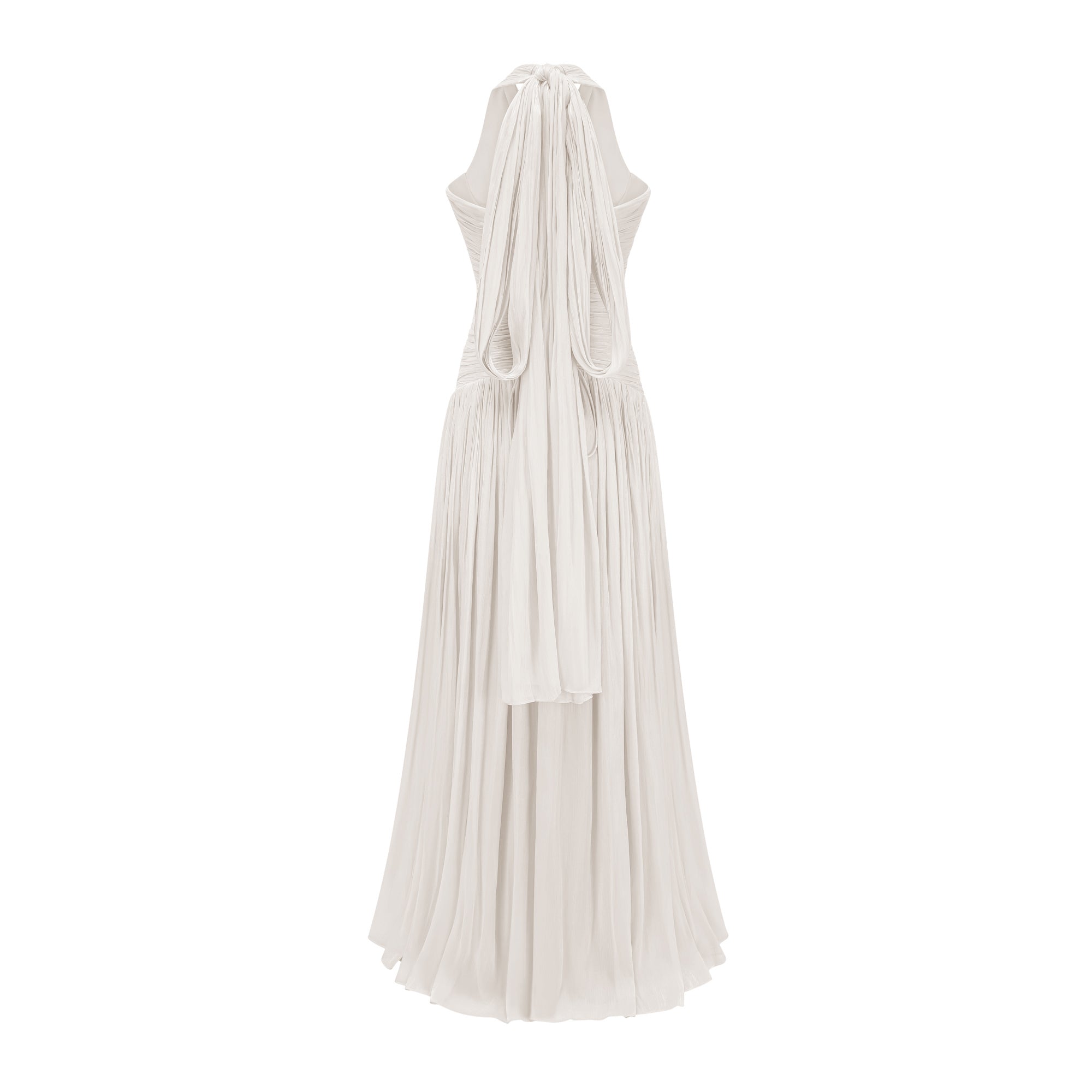 Térébenthine White Glossy Gathered Maxi Dress