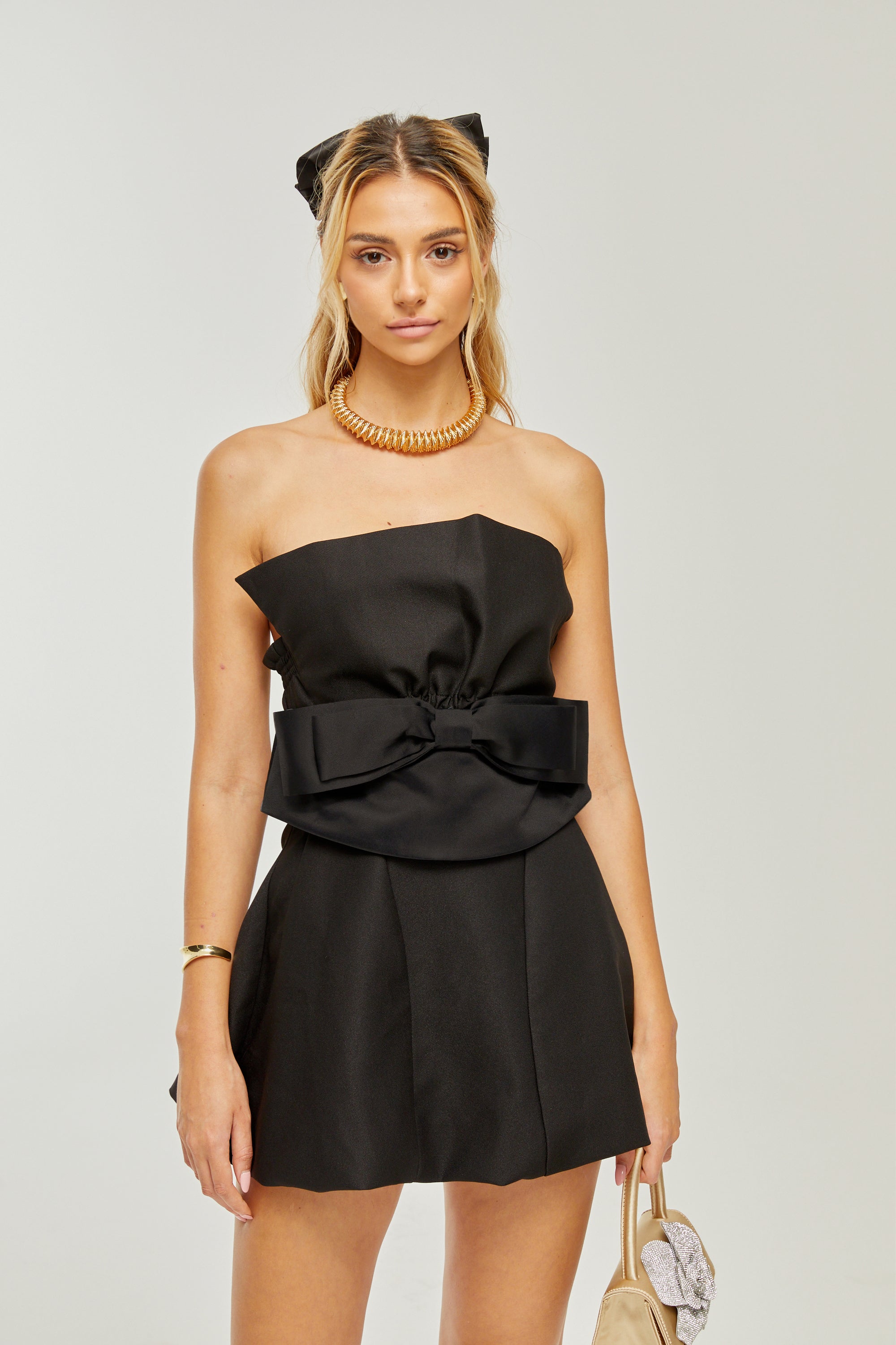 Caribe bowknot off-shoulder mini dress