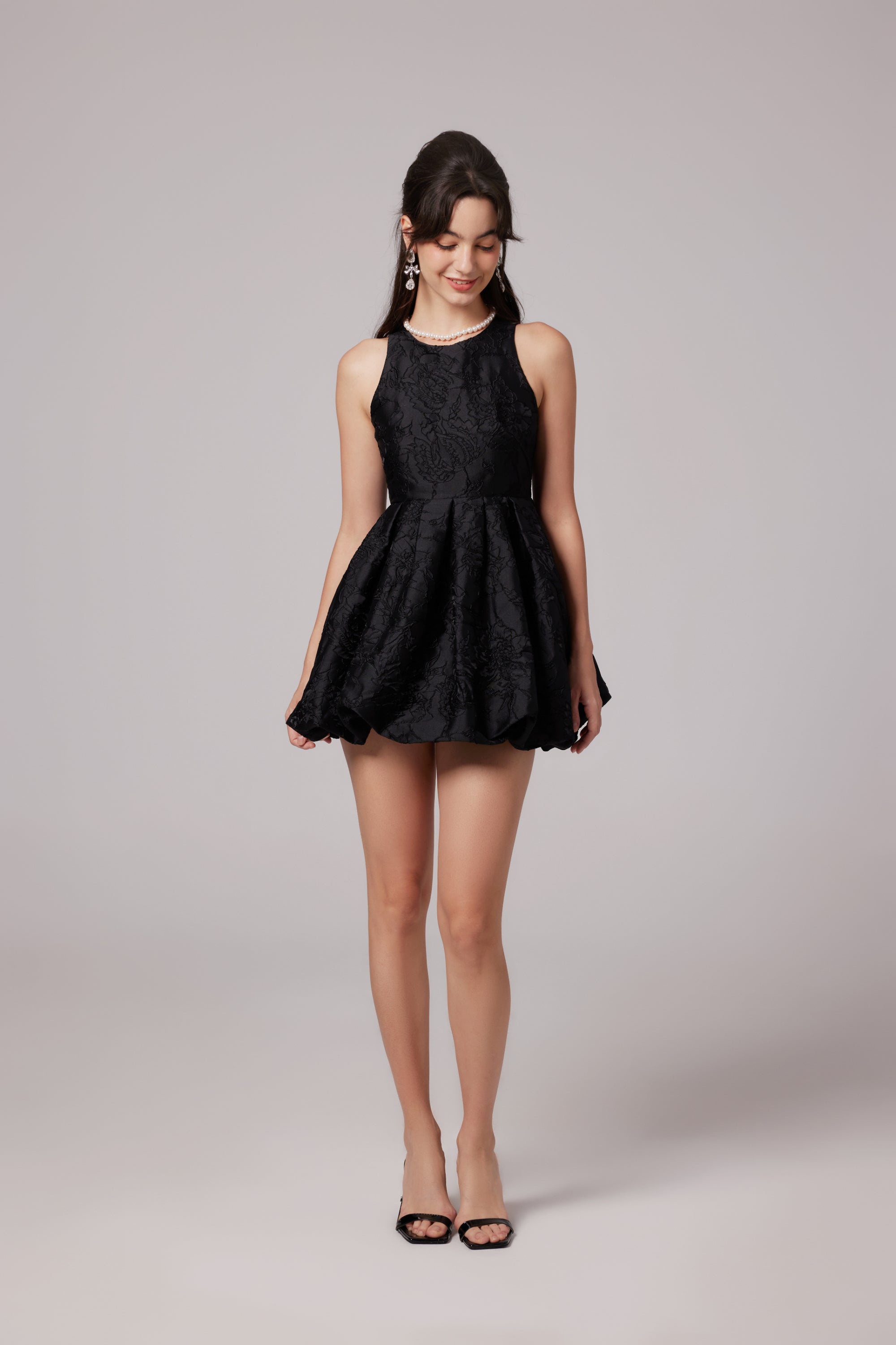 Esmeralda black embroidered mini dress