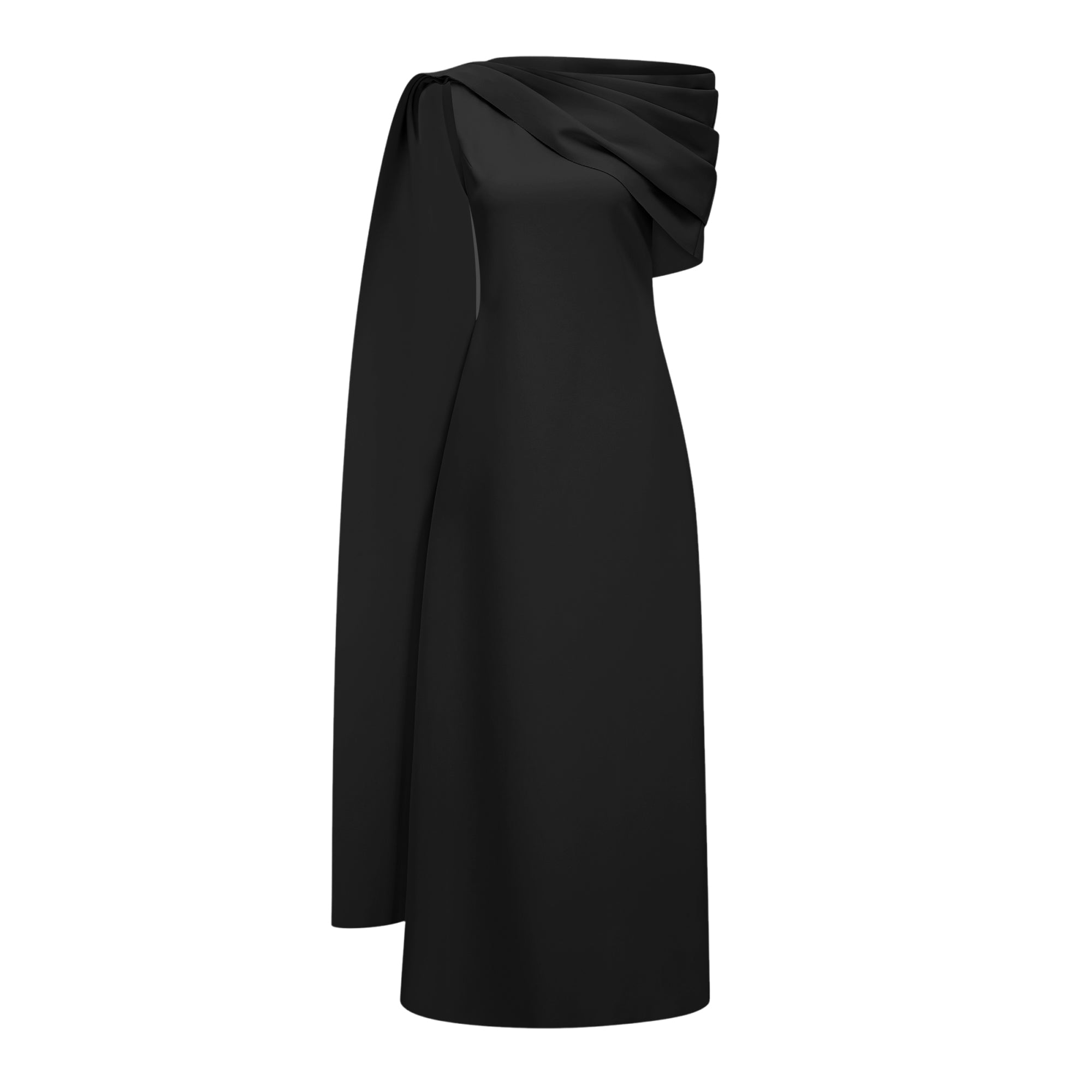 Annabelle Black Cape-Design Ribbon Maxi Dress (Without Gloves)
