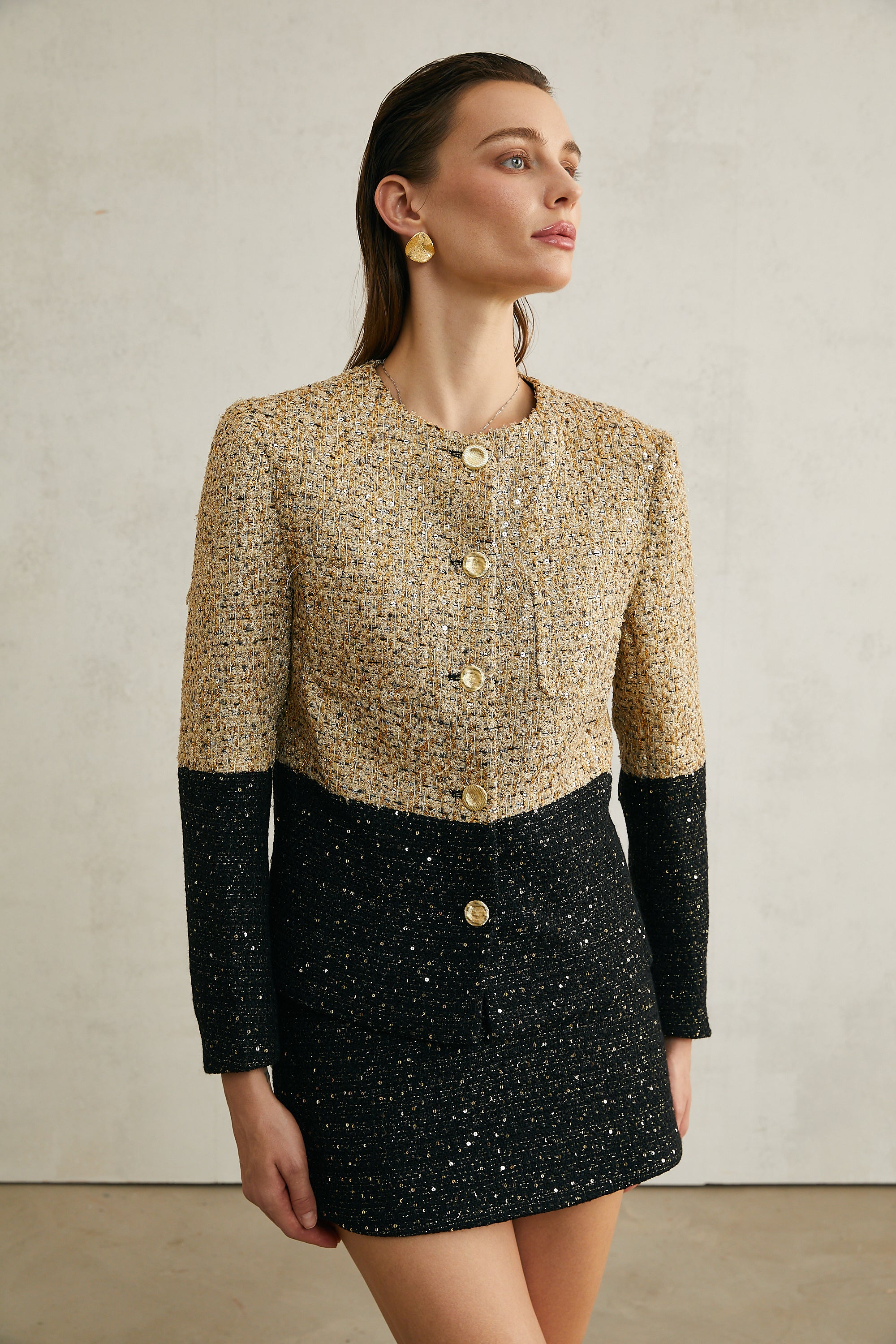 Gabbi sequinned tweed jacket & skirt matching set