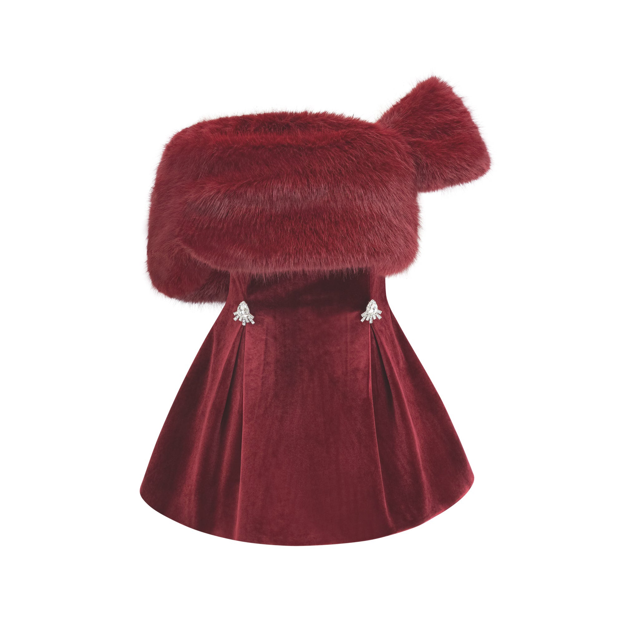 Wivika strapless velvet faux-fur mini dress