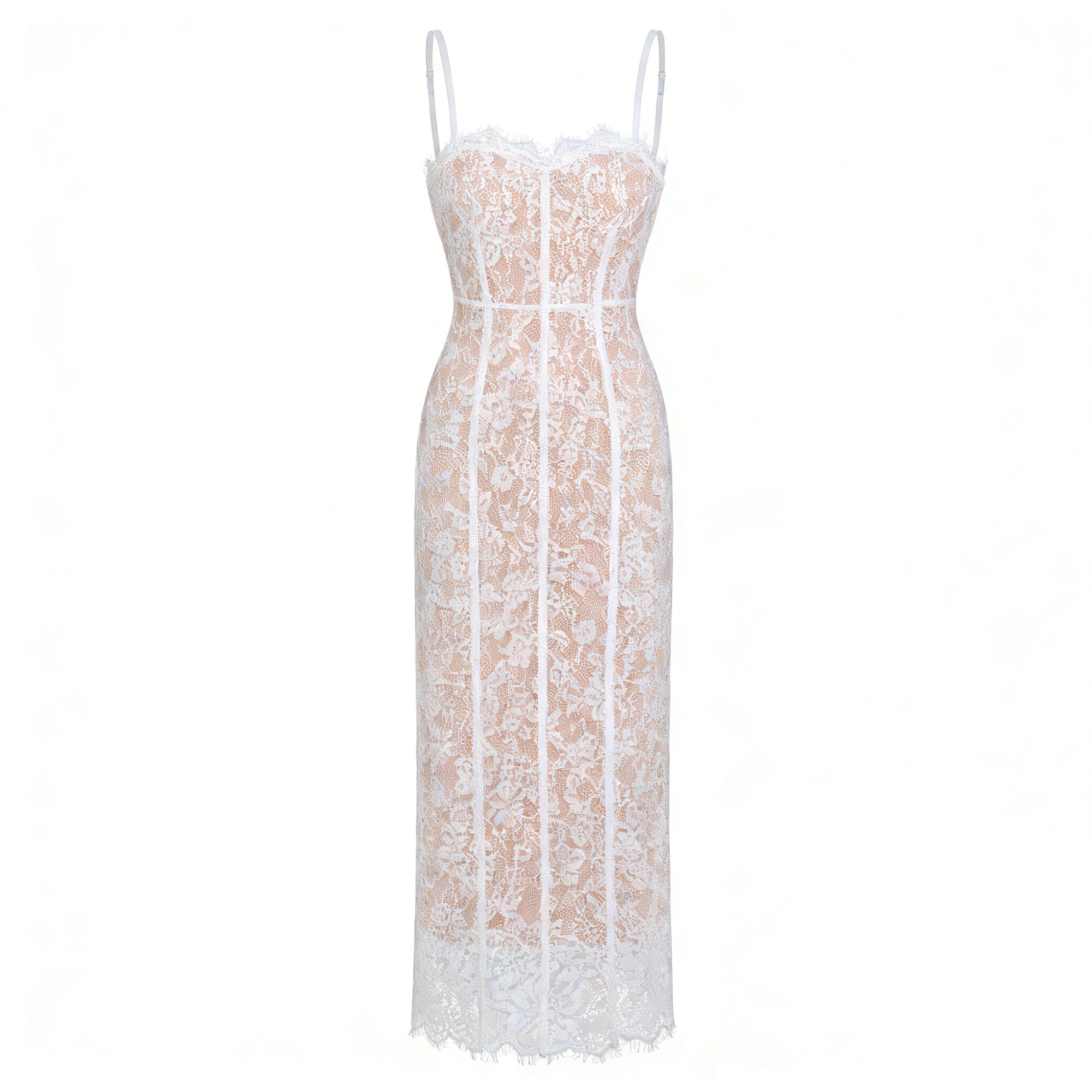 Giorgia White Floral Lace Corset Maxi Dress