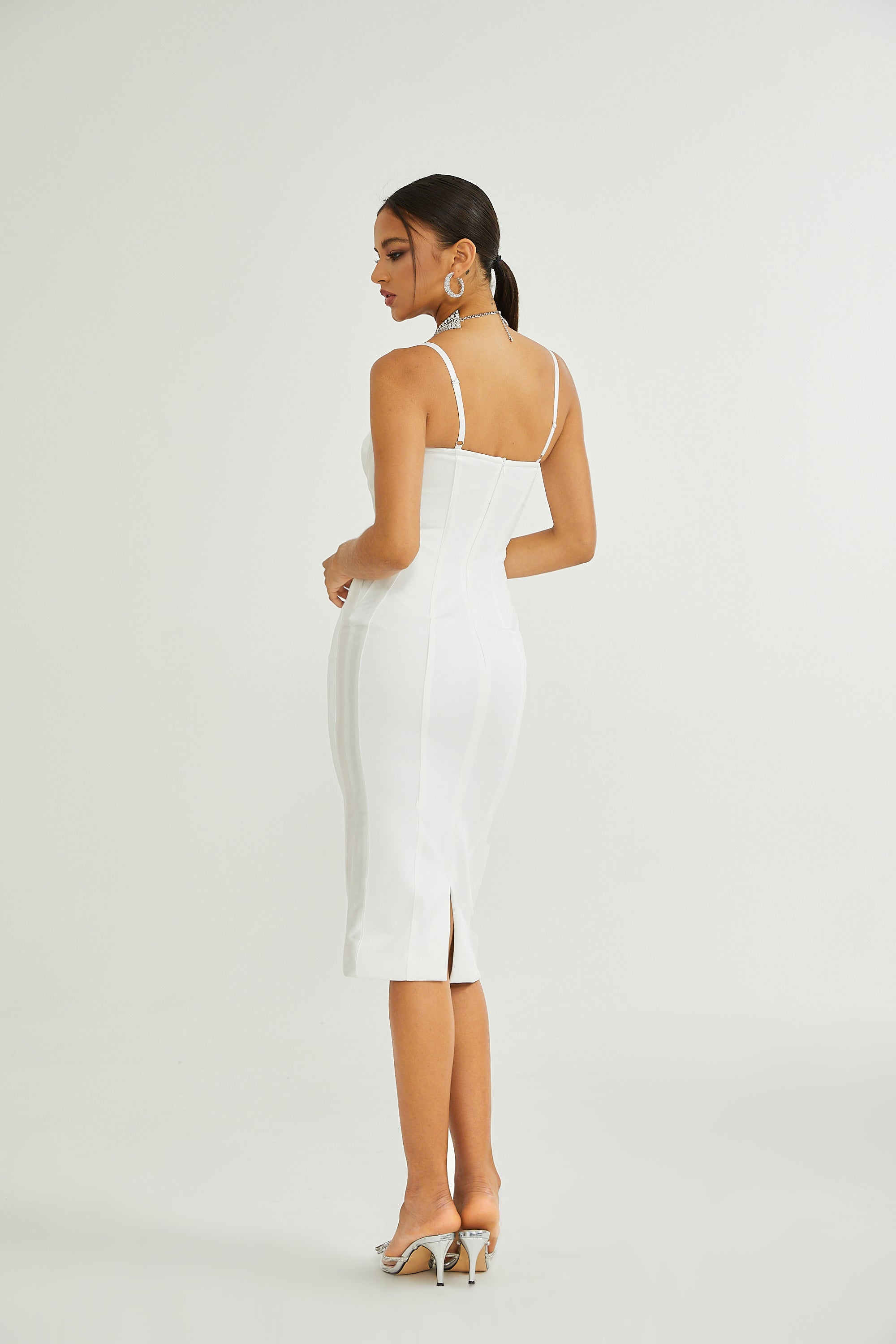 Muriel white bustier midi dress