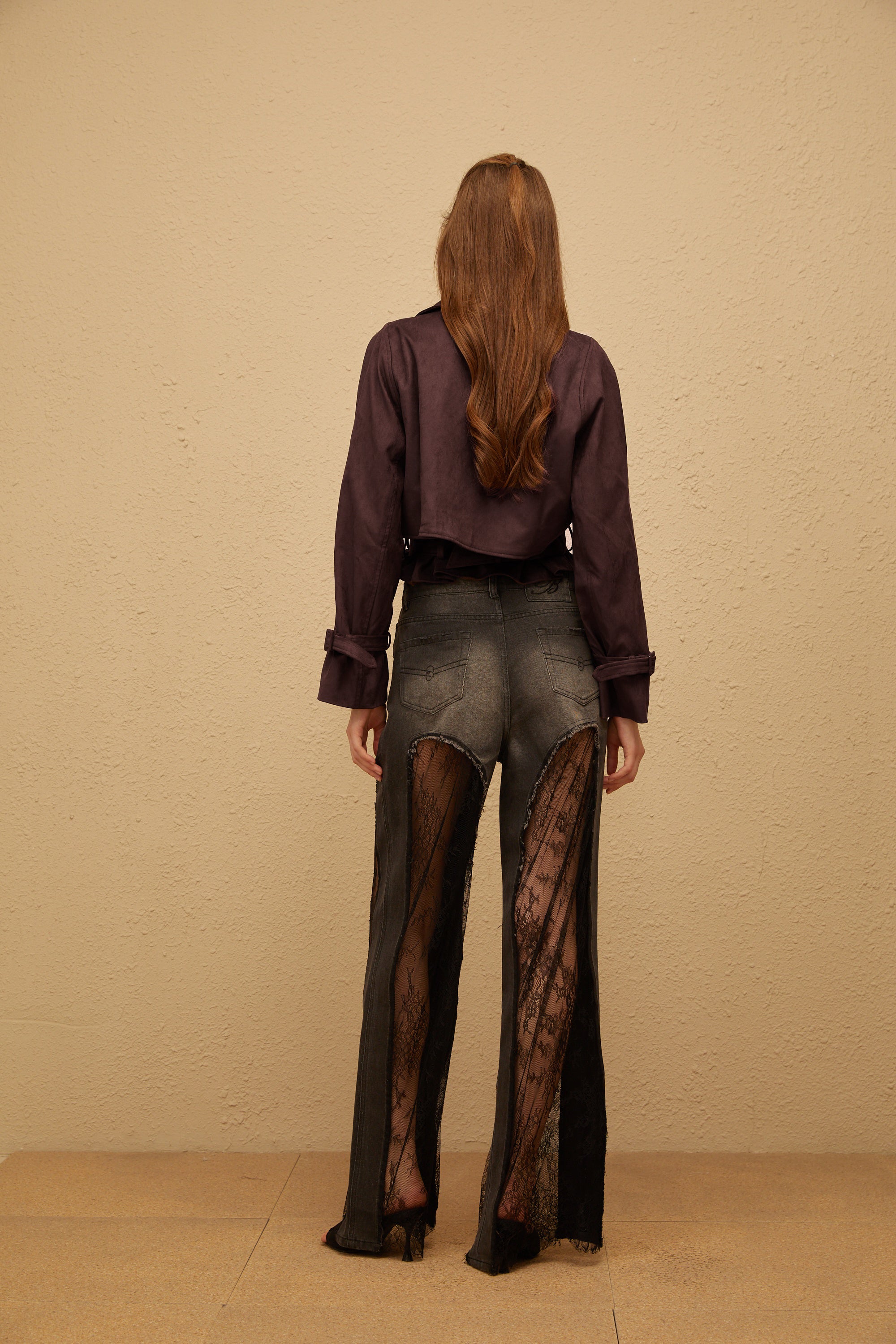 Esperanza Brown Belted Suede Short Biker Jacket