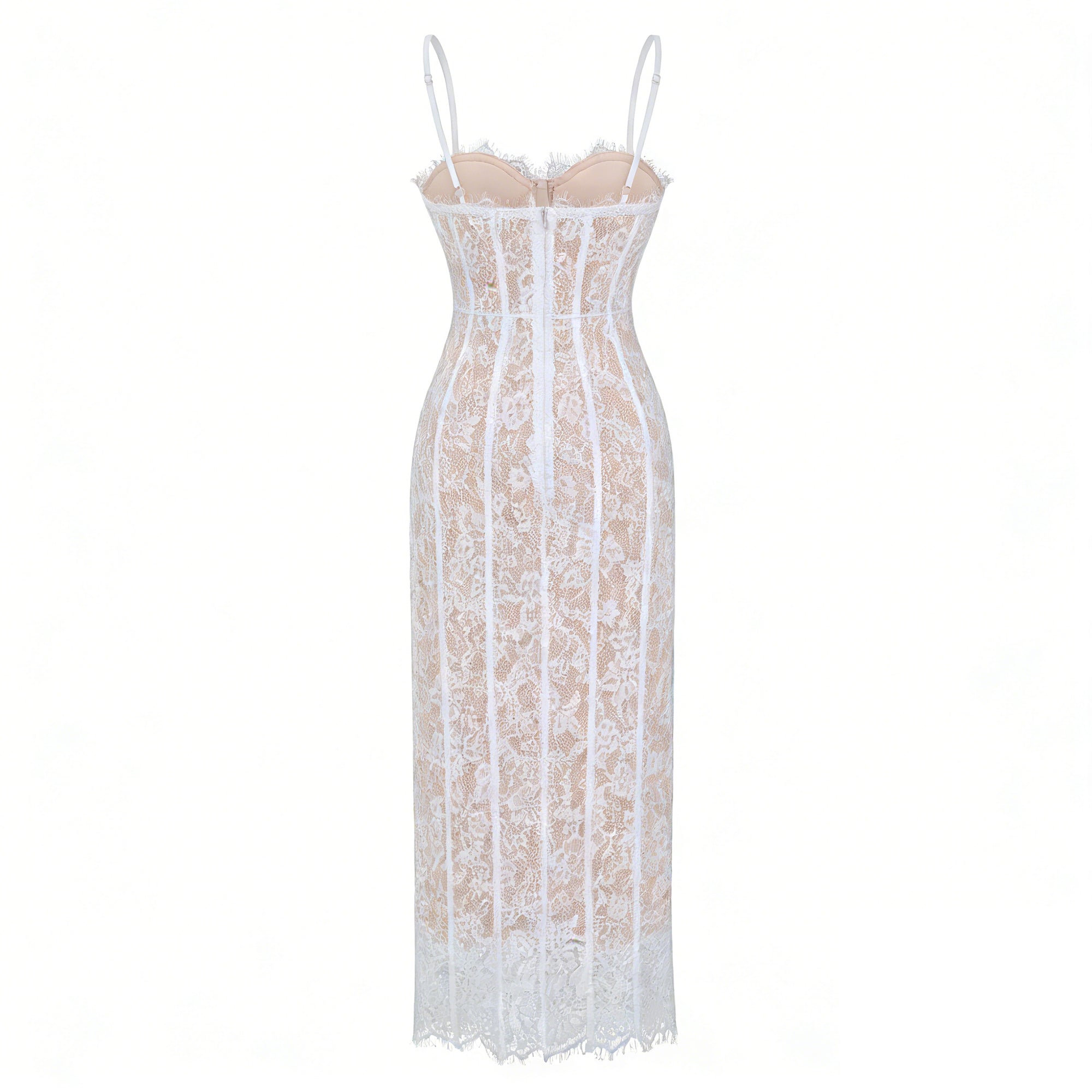 Giorgia White Floral Lace Corset Maxi Dress