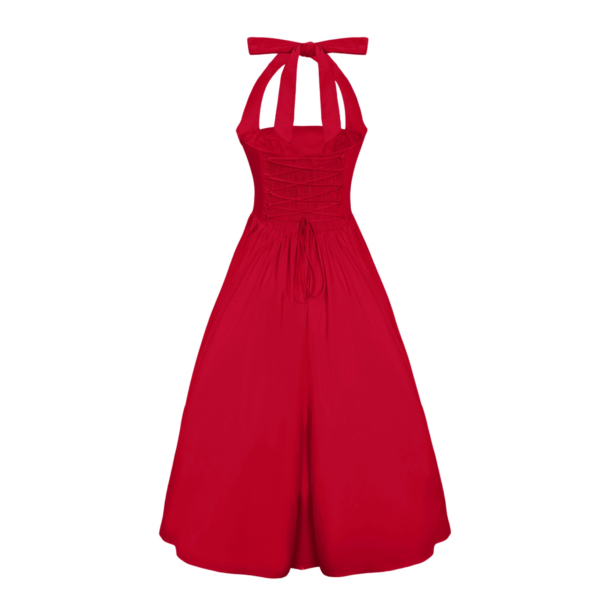 Eponine Red Layered Flared Hem Midi Dress