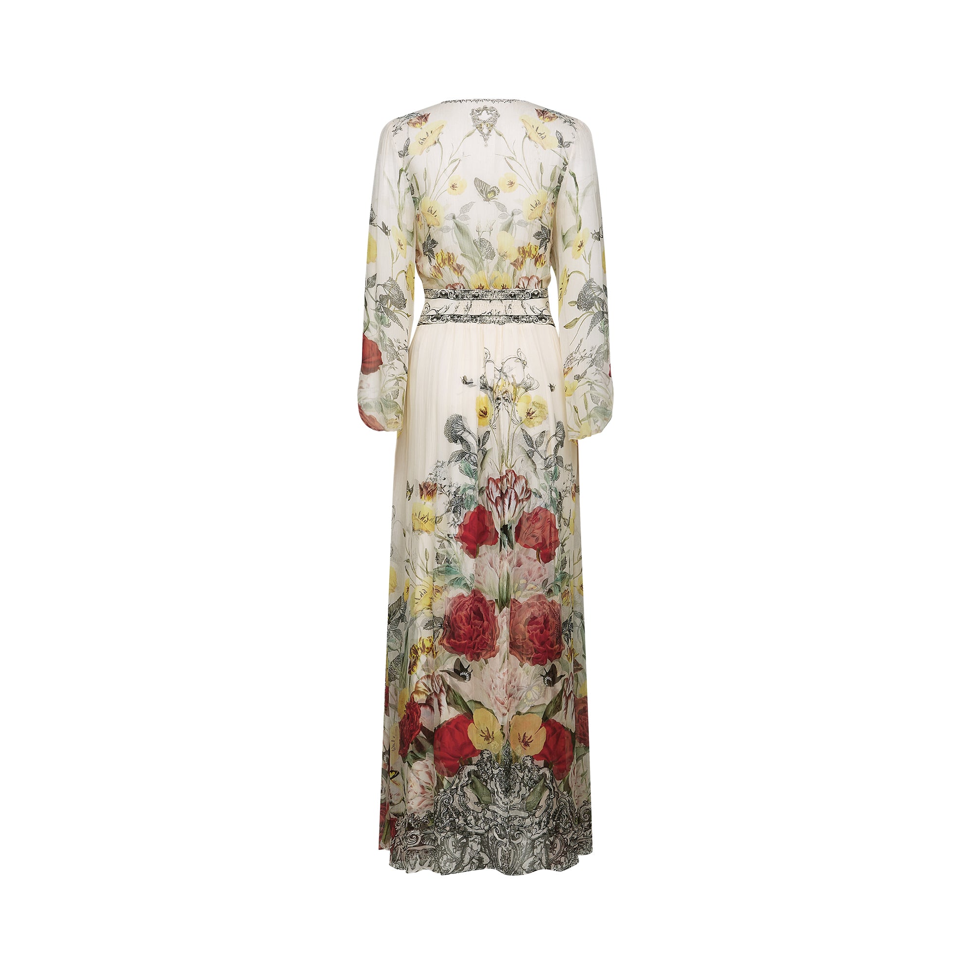 Cora elasticated-sleeve floral maxi dress