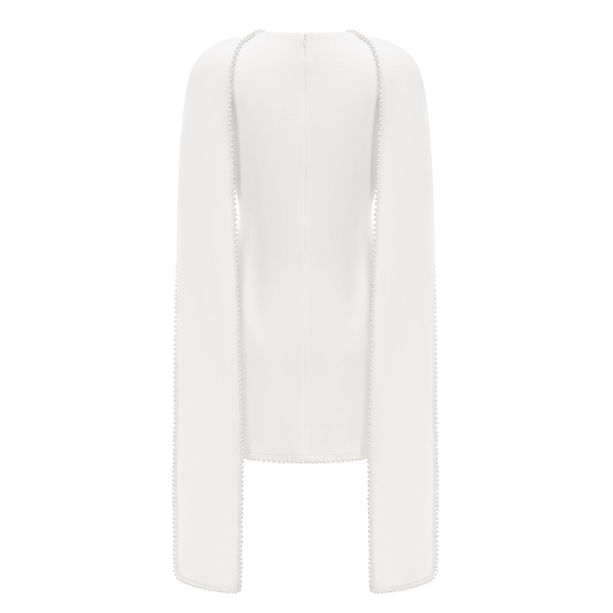 Piroska Weißes ärmelloses Minikleid mit Perlenbesatz