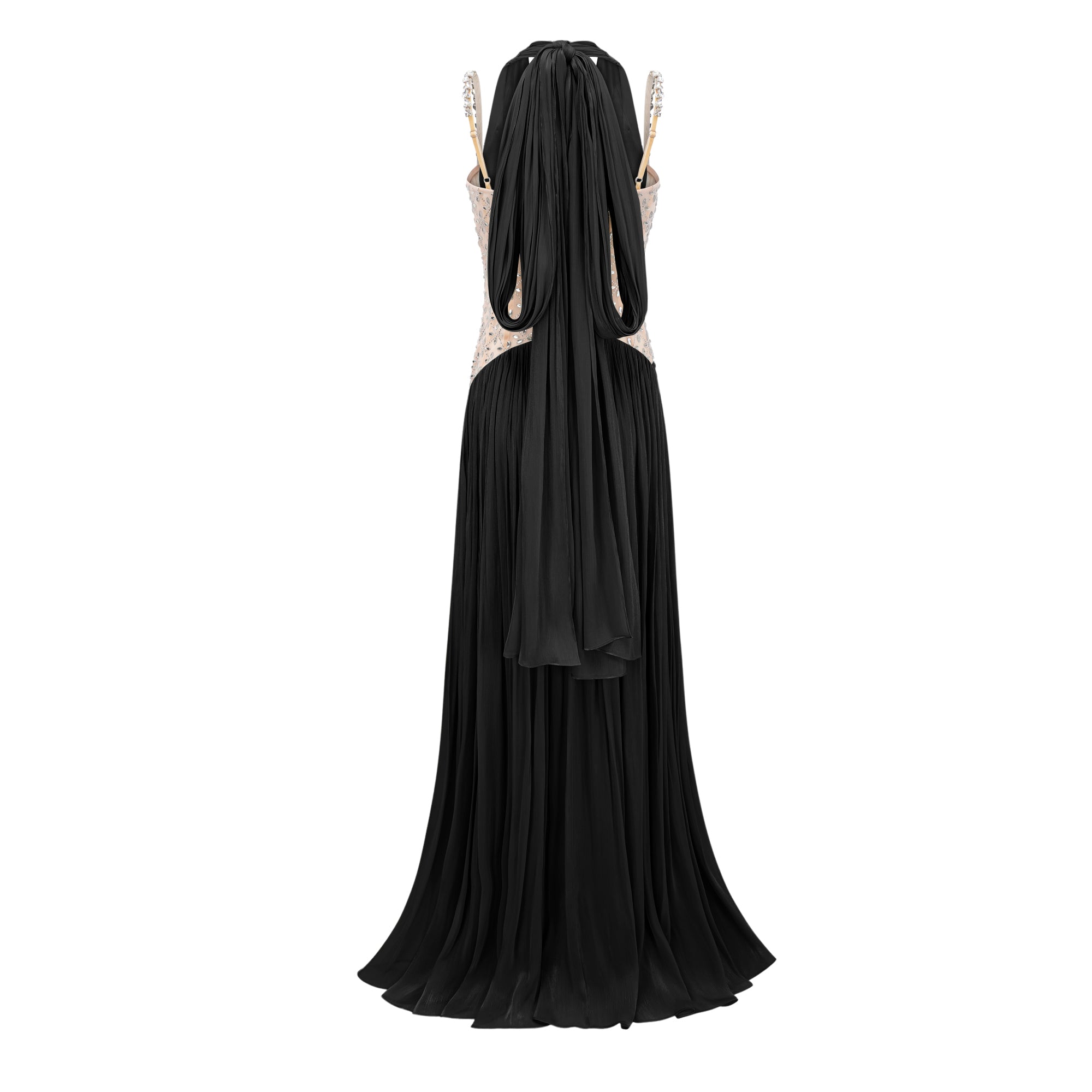 Gwenaëlle Black Rhinestone Panel Maxi Dress