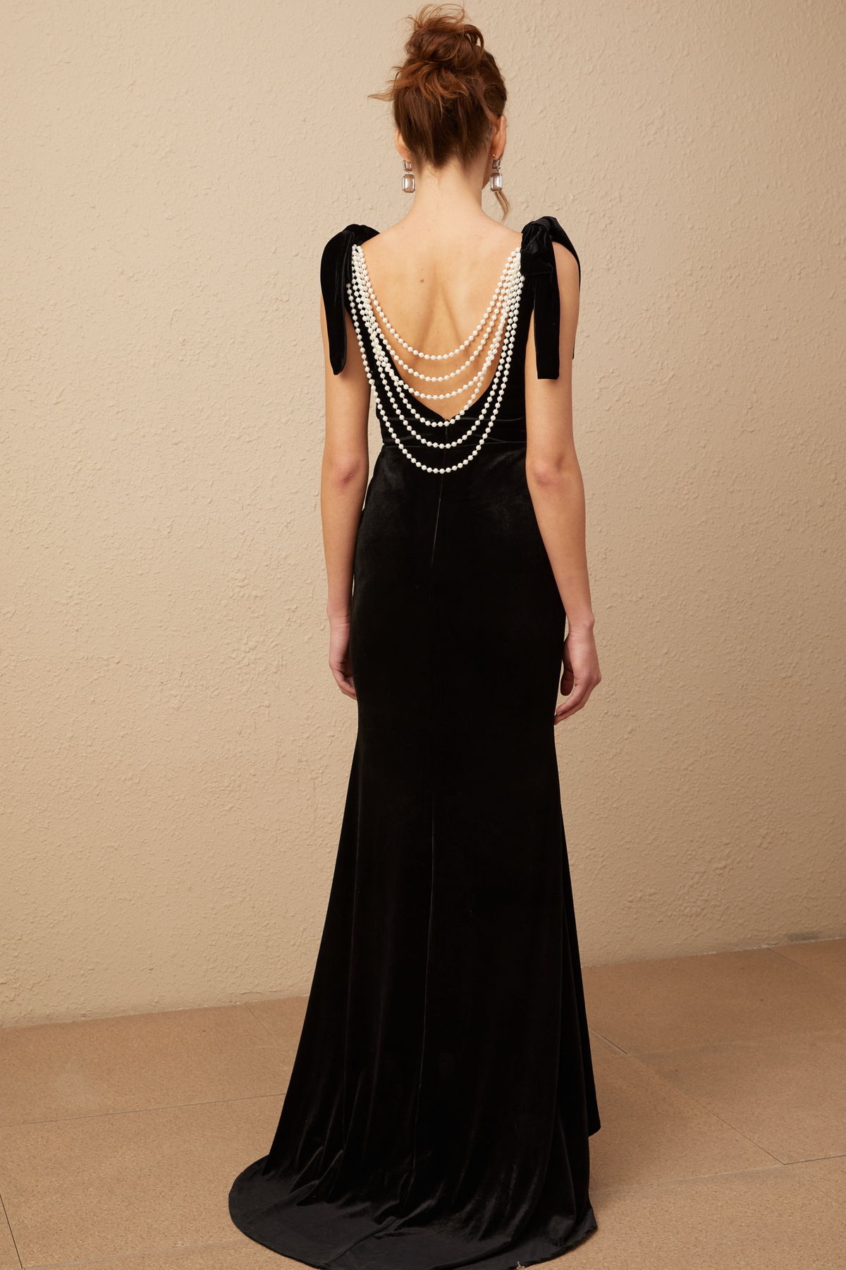 Audrey embellished velvet open-back maxi dress Audrey embellished velvet open-back maxi dress