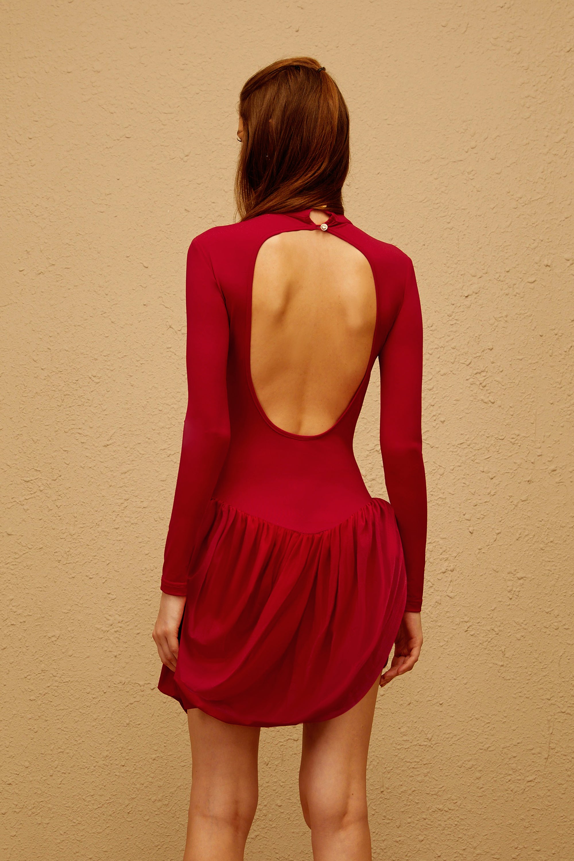 Sagesse Red Open Back Asymmetrical Mini Dress