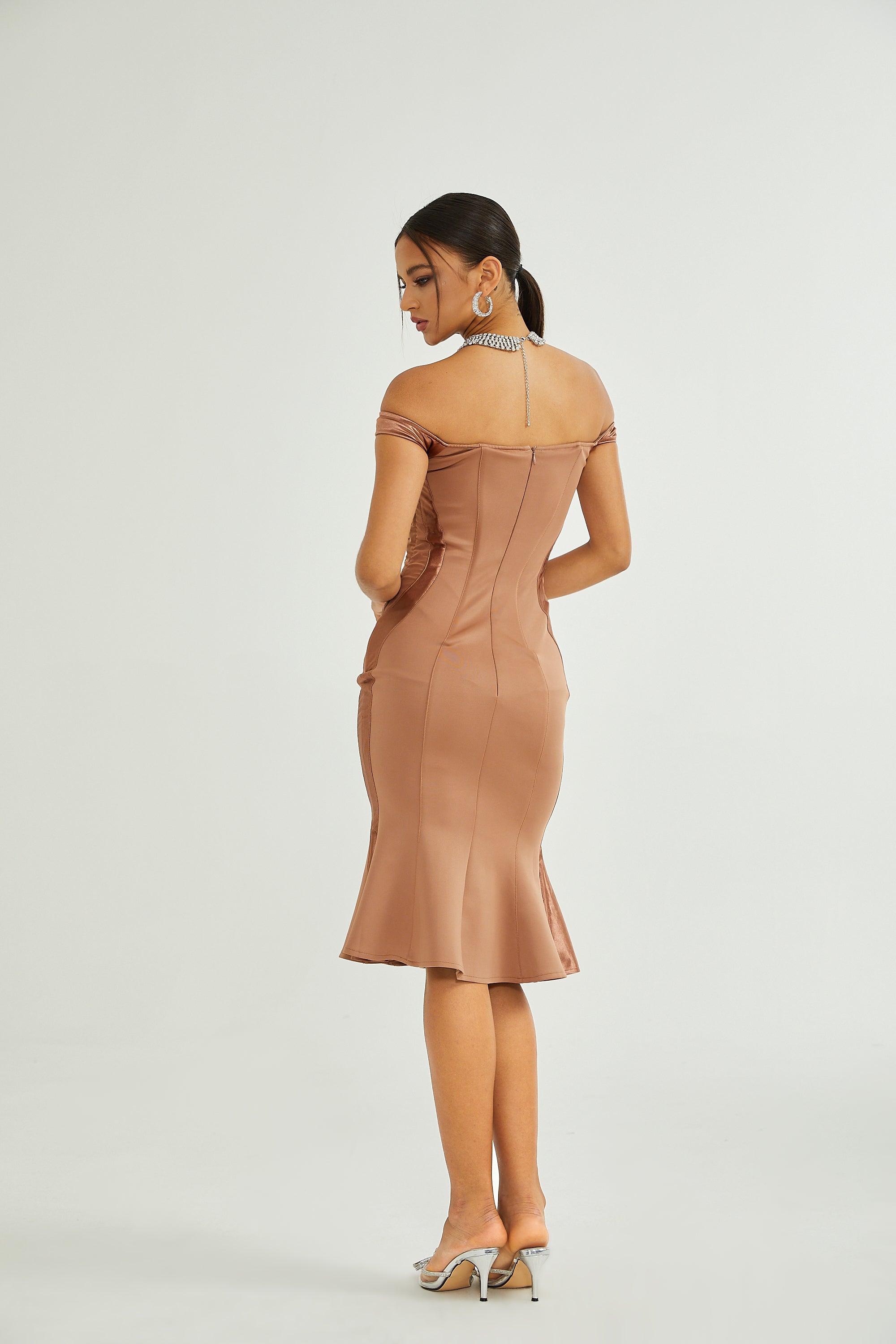 Clémence bustier-style fitted midi dress