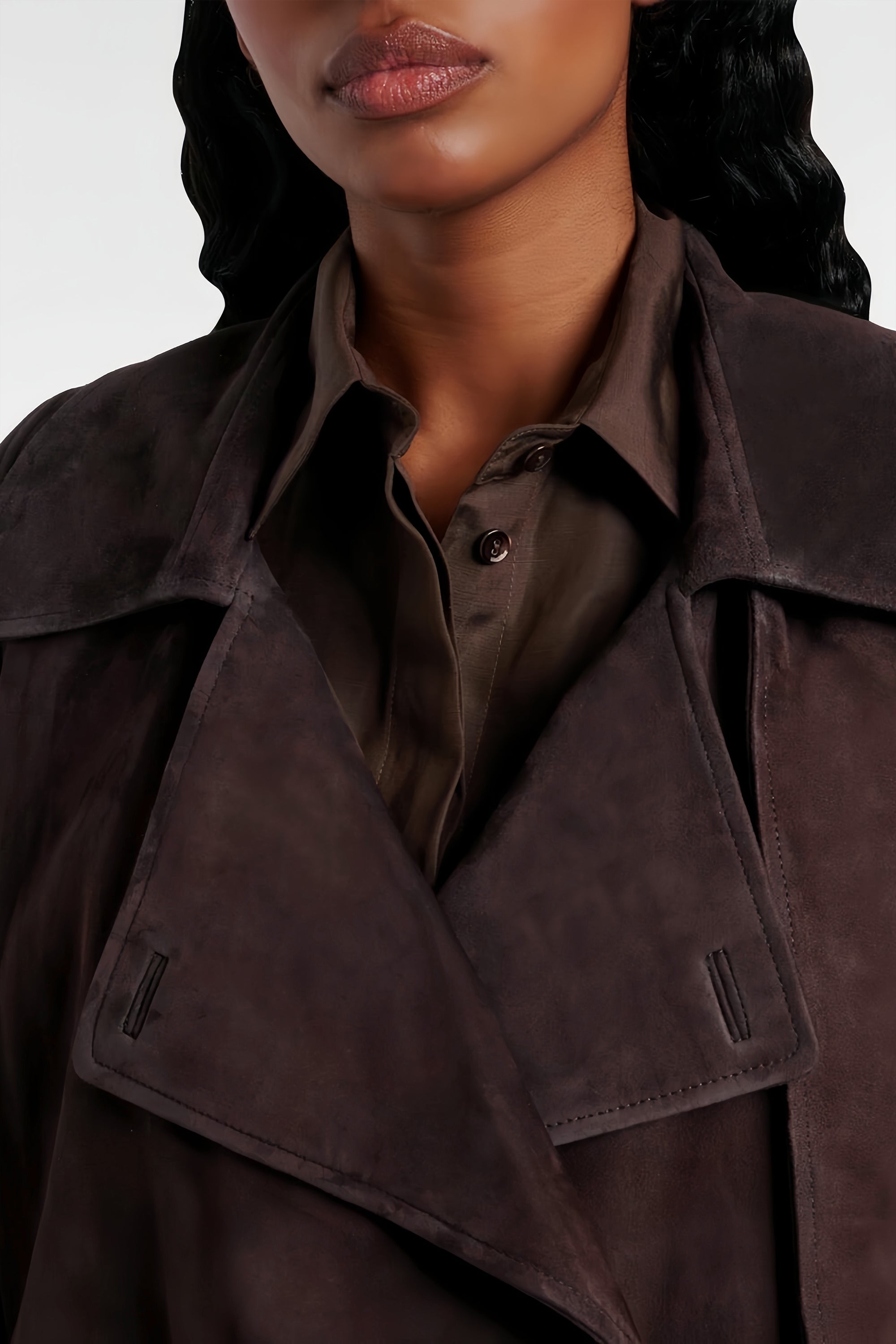 Esperanza Brown Belted Suede Short Biker Jacket