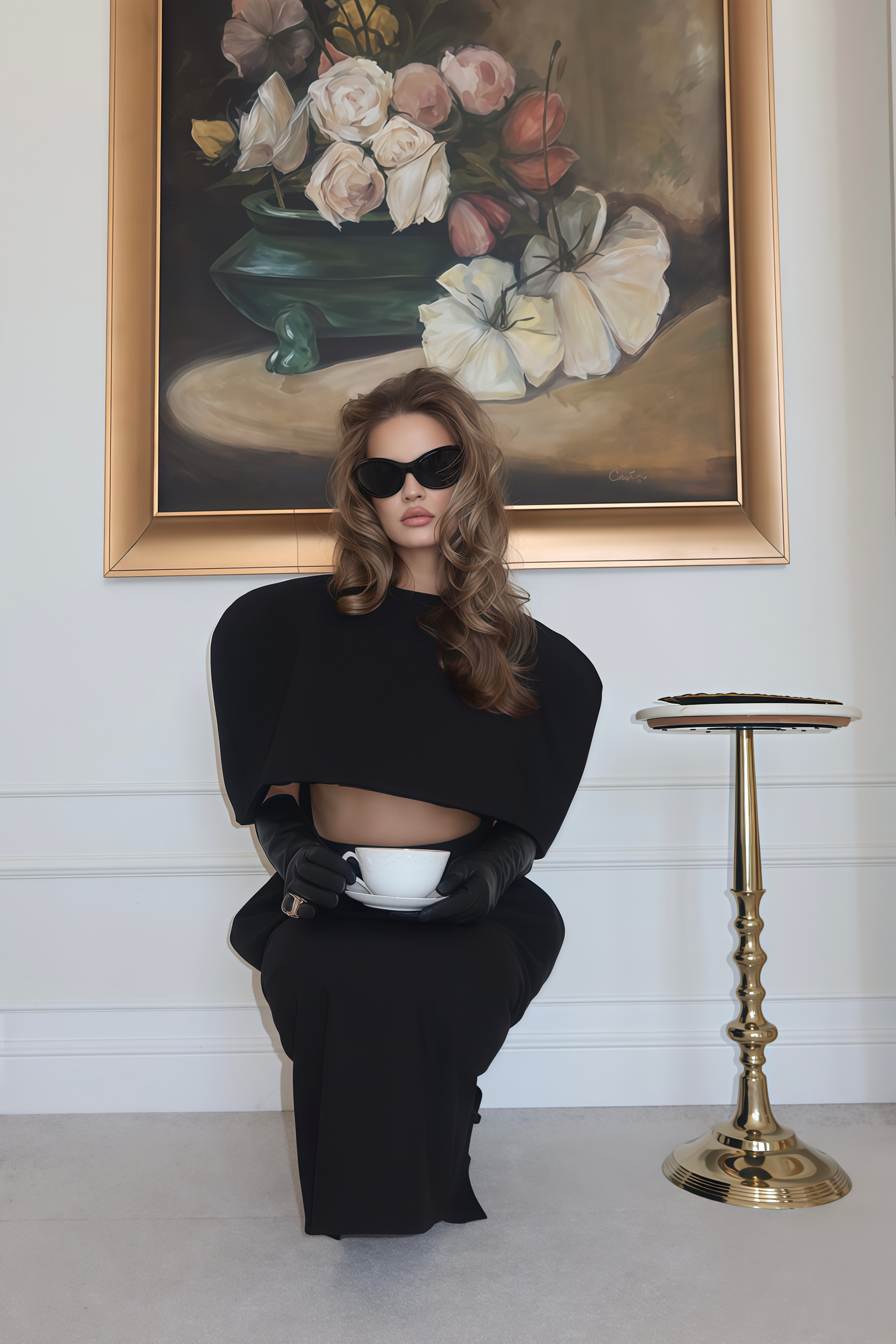 طقم شيفا الأسود المكون من رداء منظم وتنورة غير متناظرة