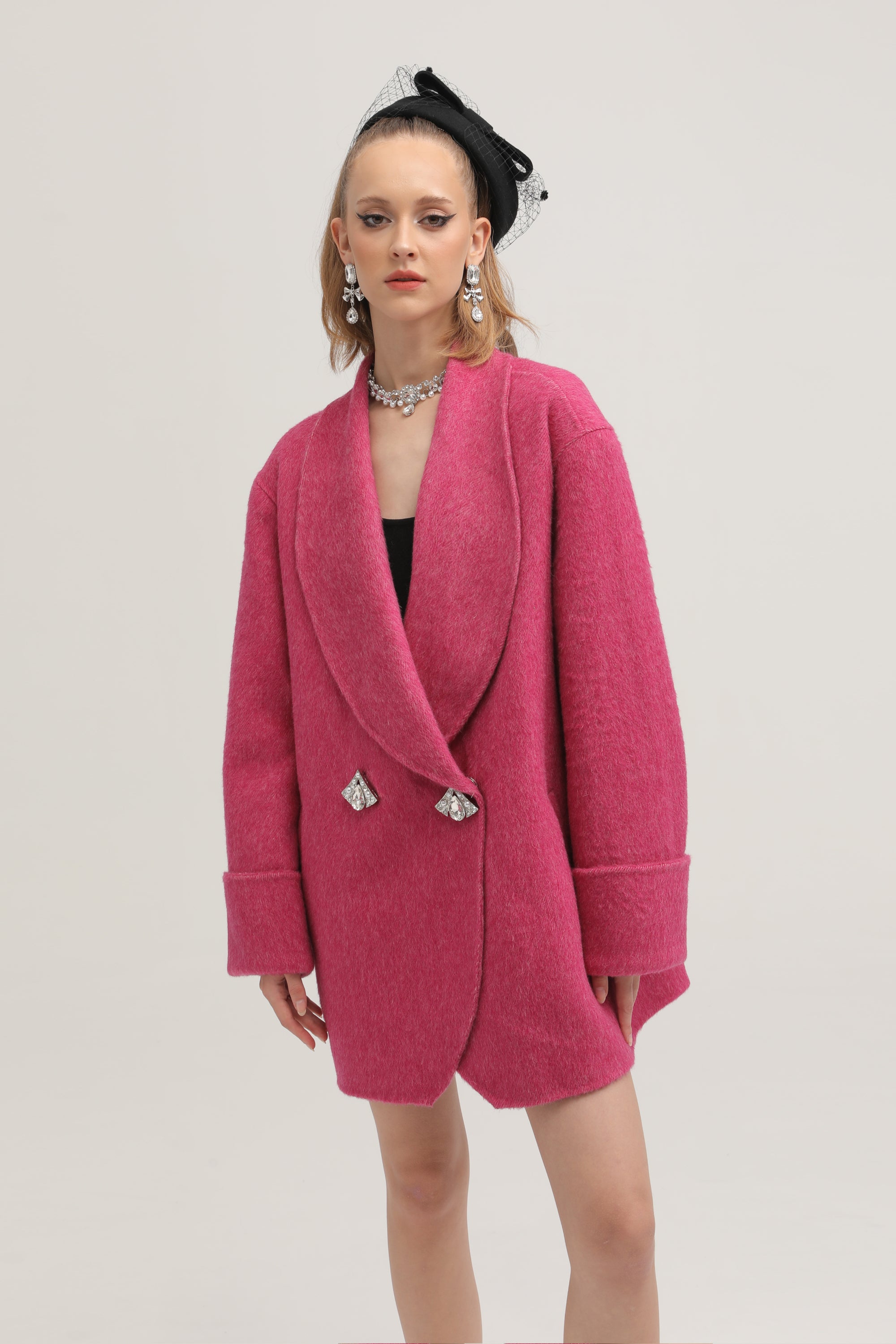 Eleanor pink wool-blend coat