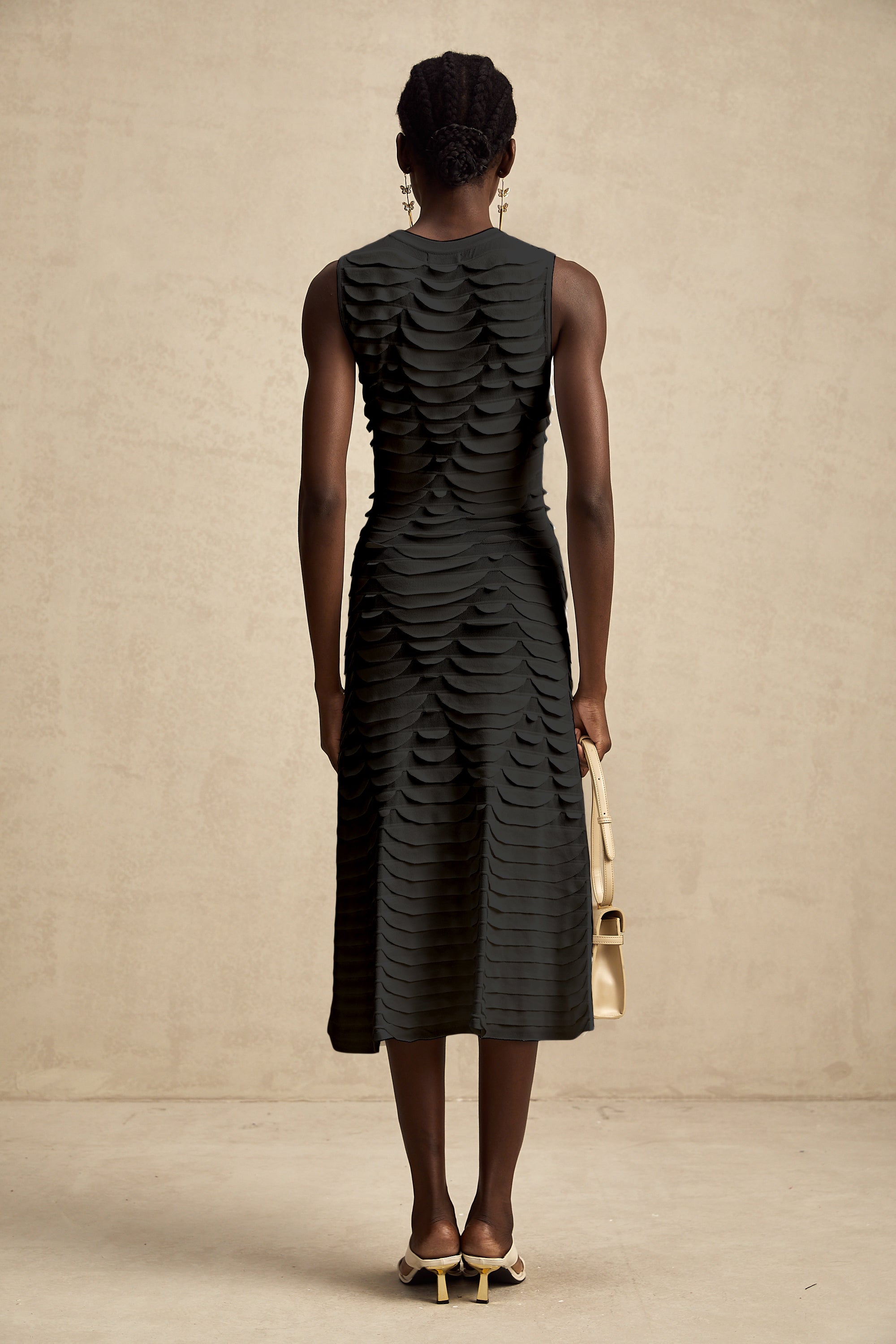 Anna snake-pattern godet midi dress