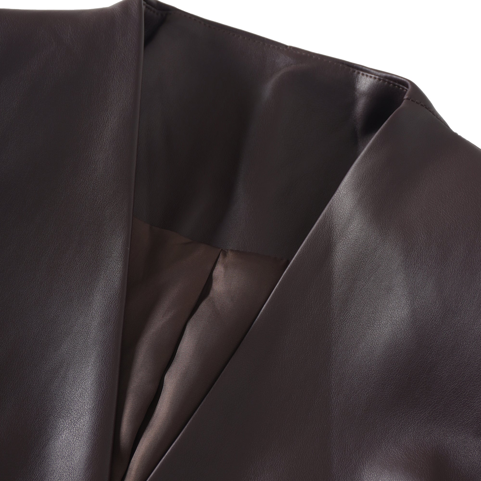 Solange Brown Leather Mini Blazer Dress