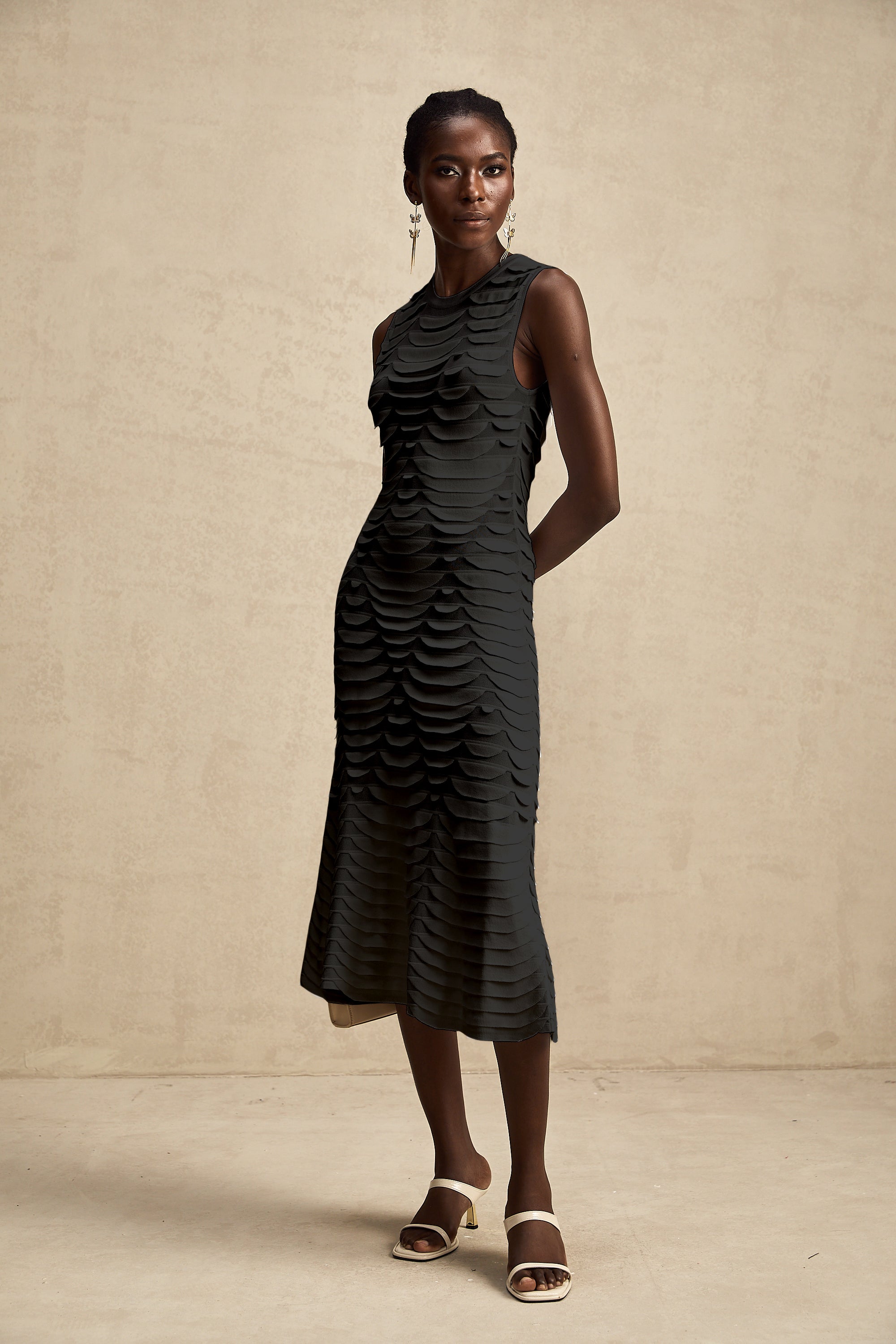 Anna snake-pattern godet midi dress