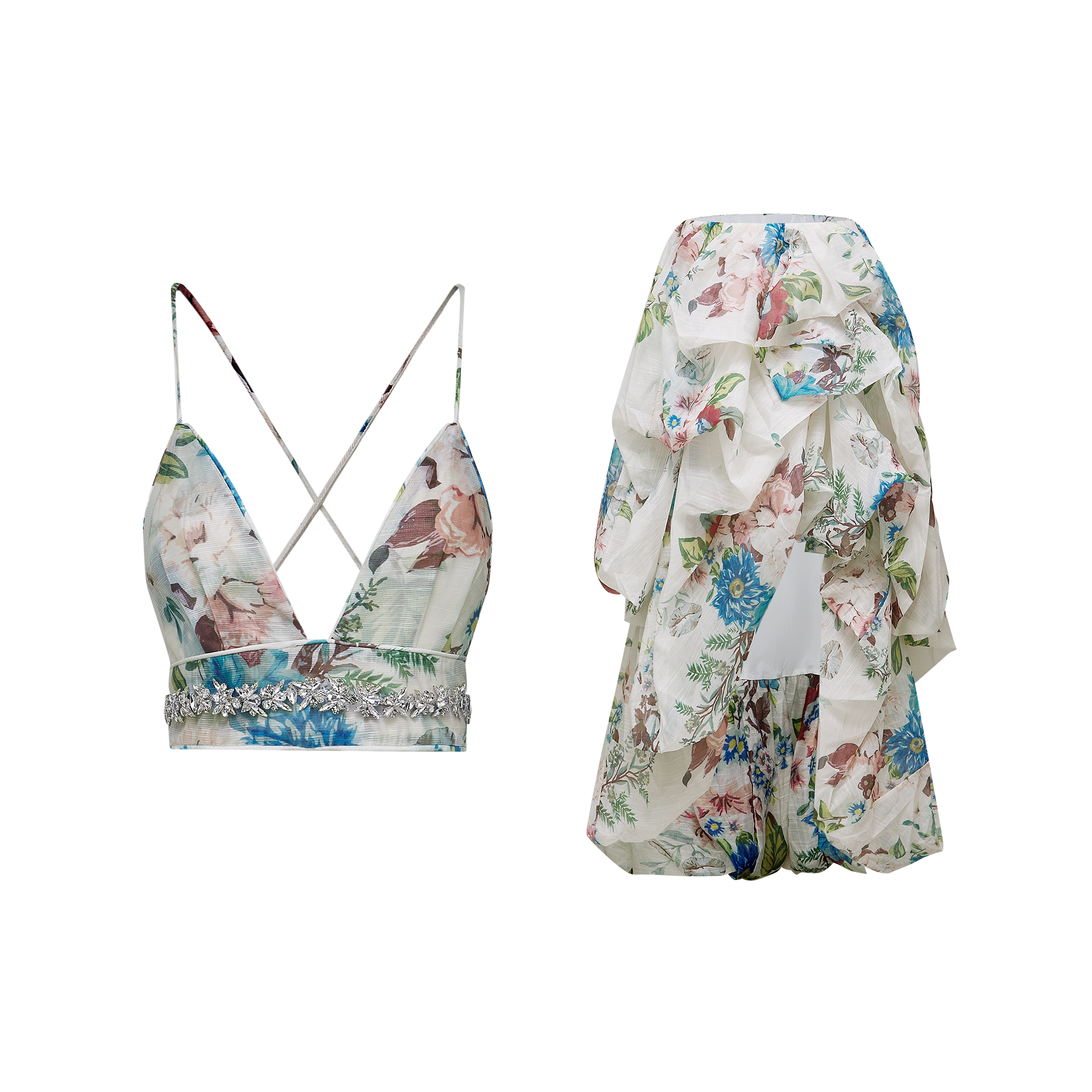 Mélisande floral-print top & skirt matching set