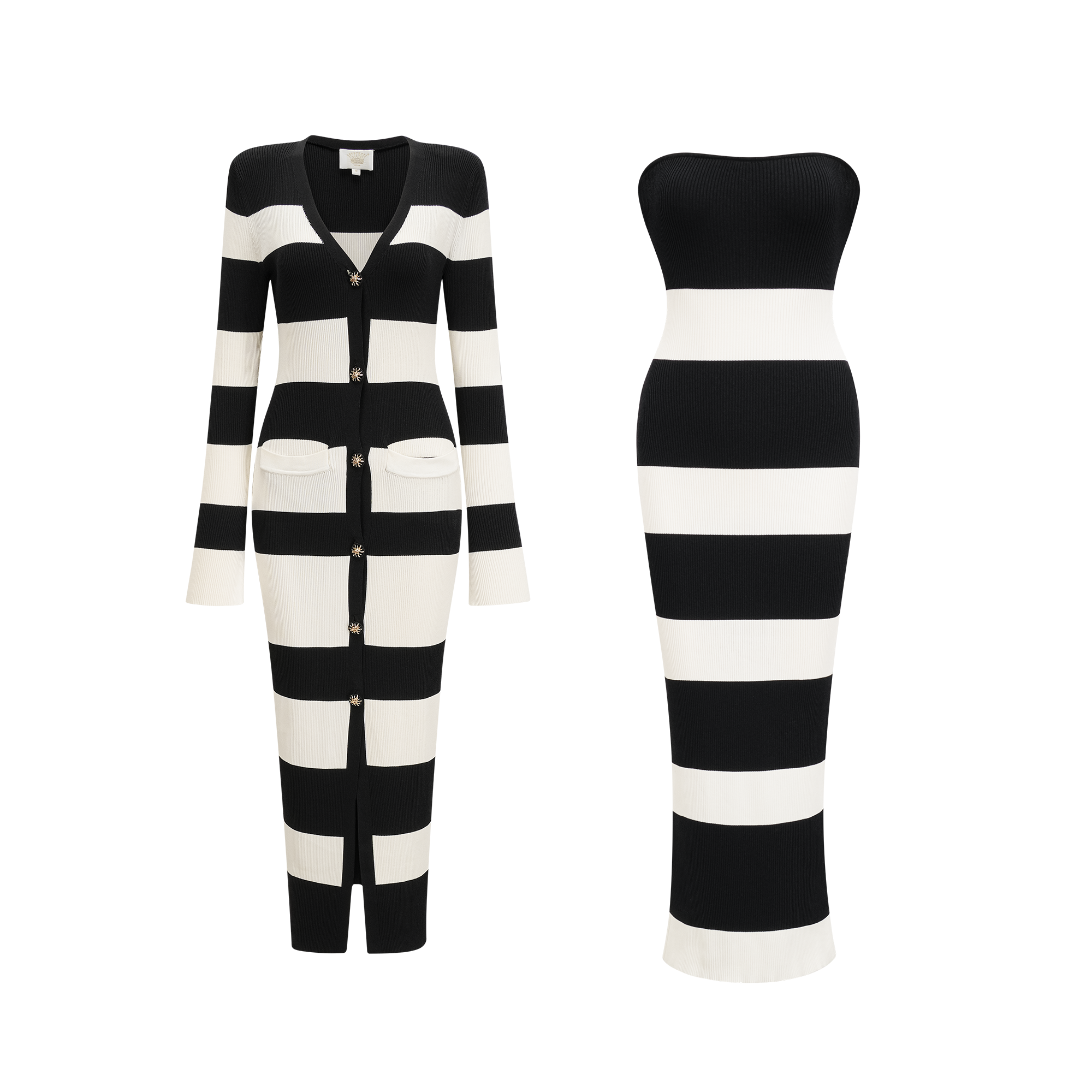 Fabienne striped long cardigan & dress matching set
