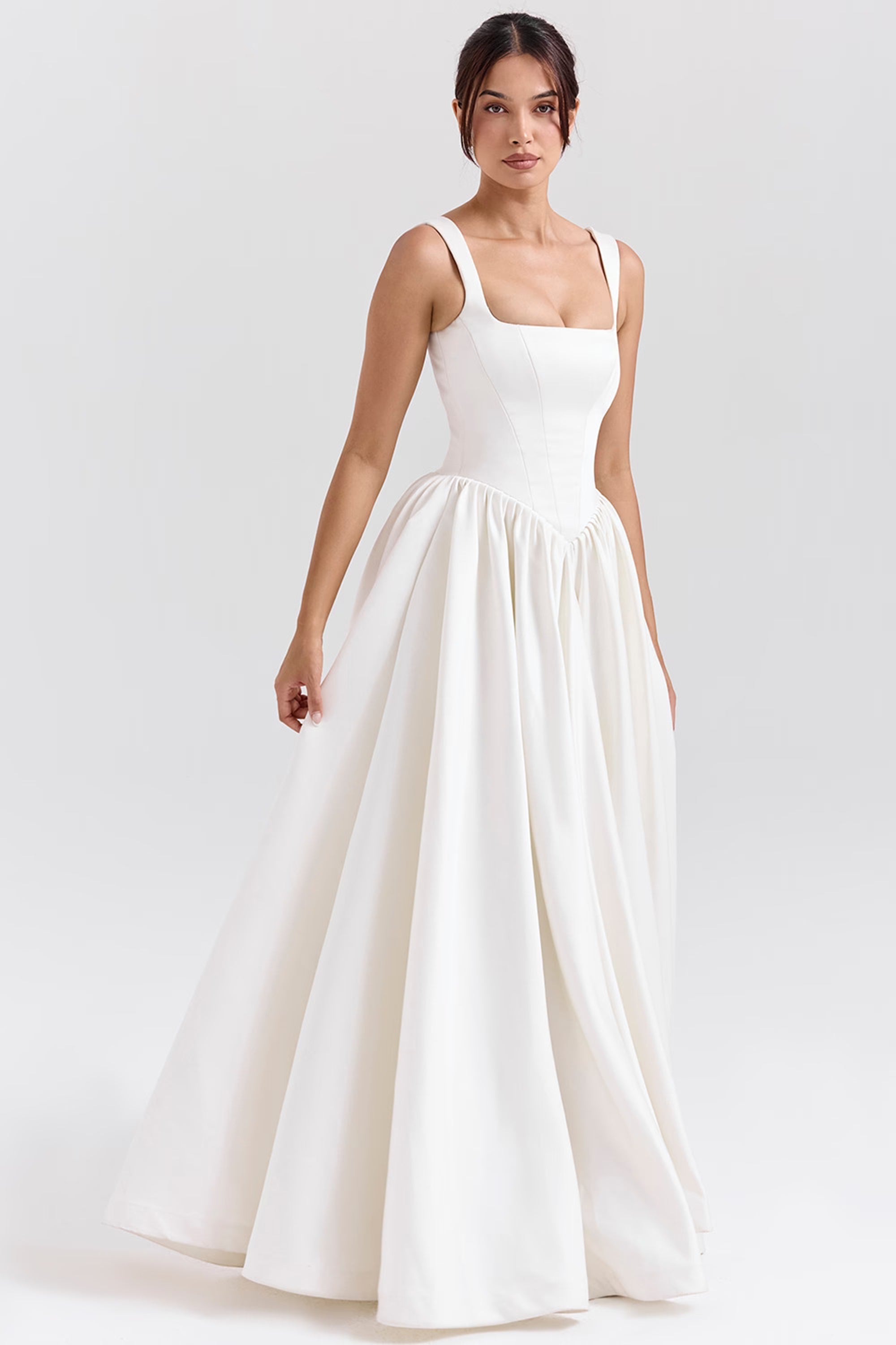 Sadie white satin corset maxi dress