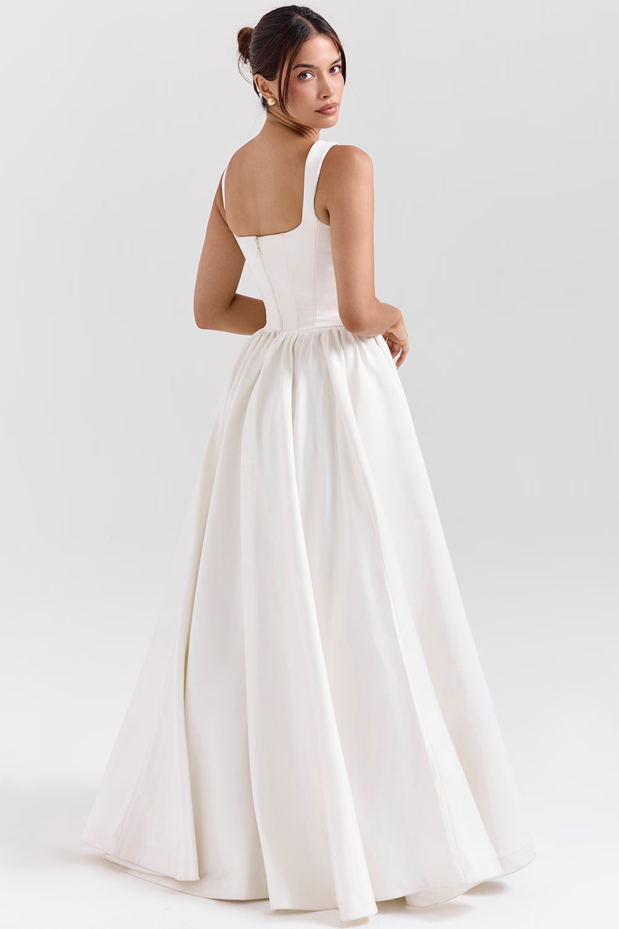 Sadie white satin corset maxi dress