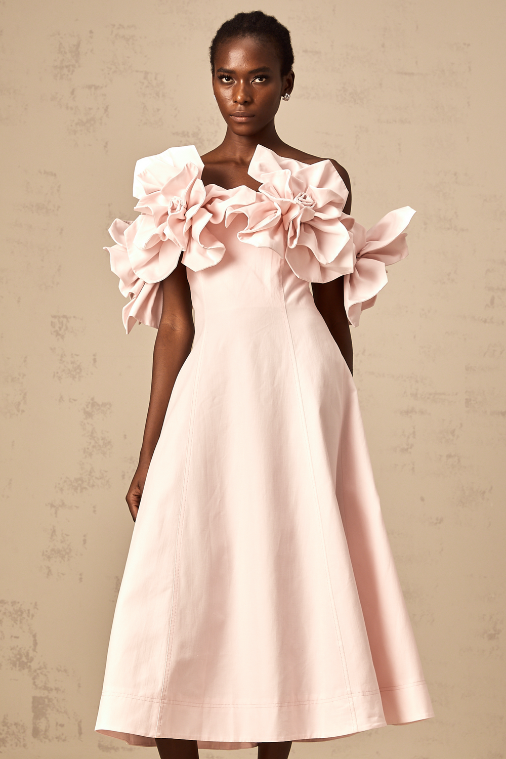 Off Shoulder Petal Sleeve Dress