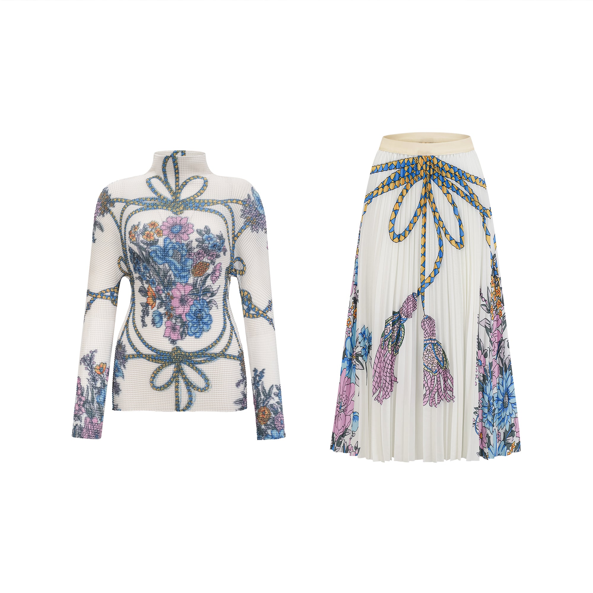 طقم مكون من بلوزة وتنورة بنقشة Huguette