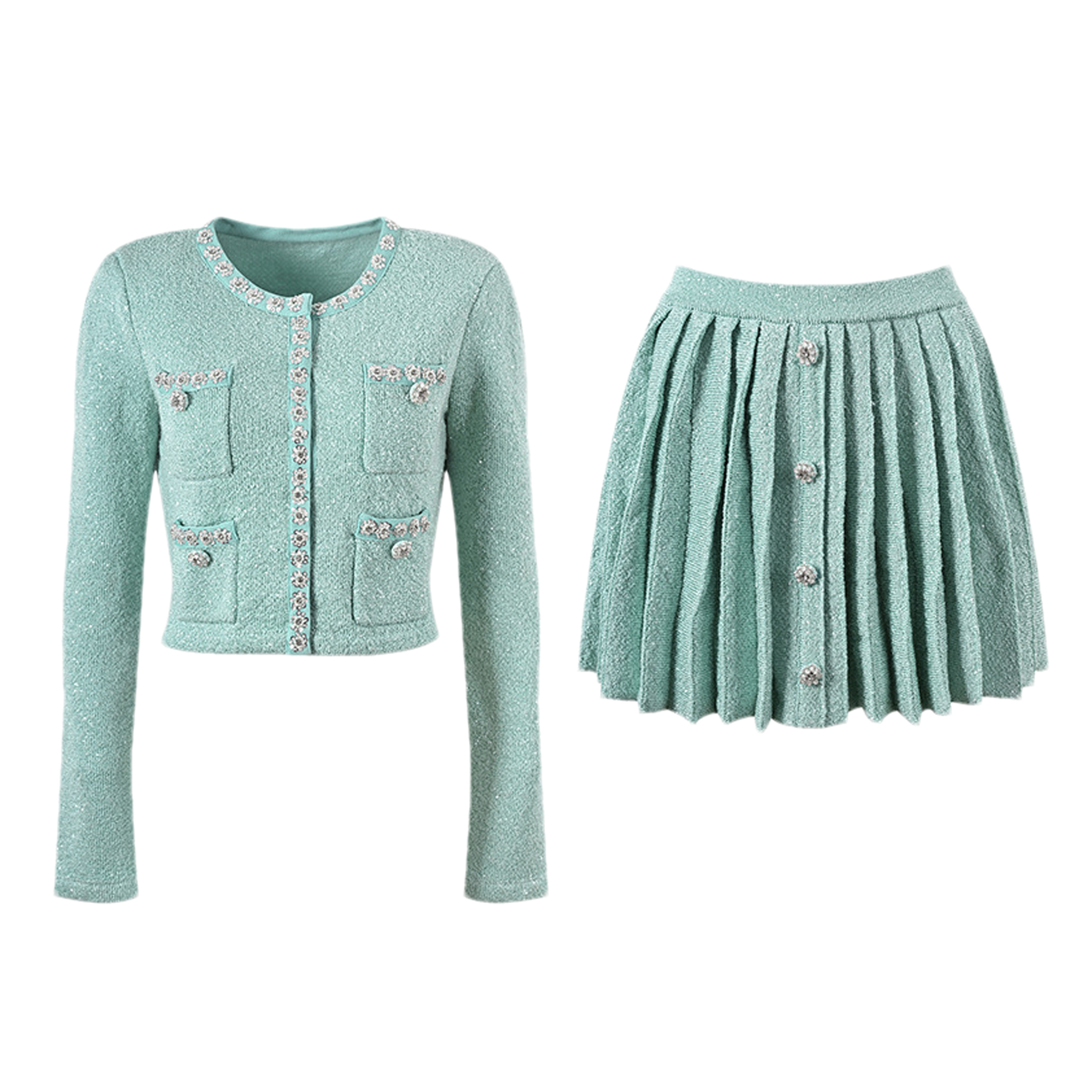 Manon embellished jacket & skirt matching set